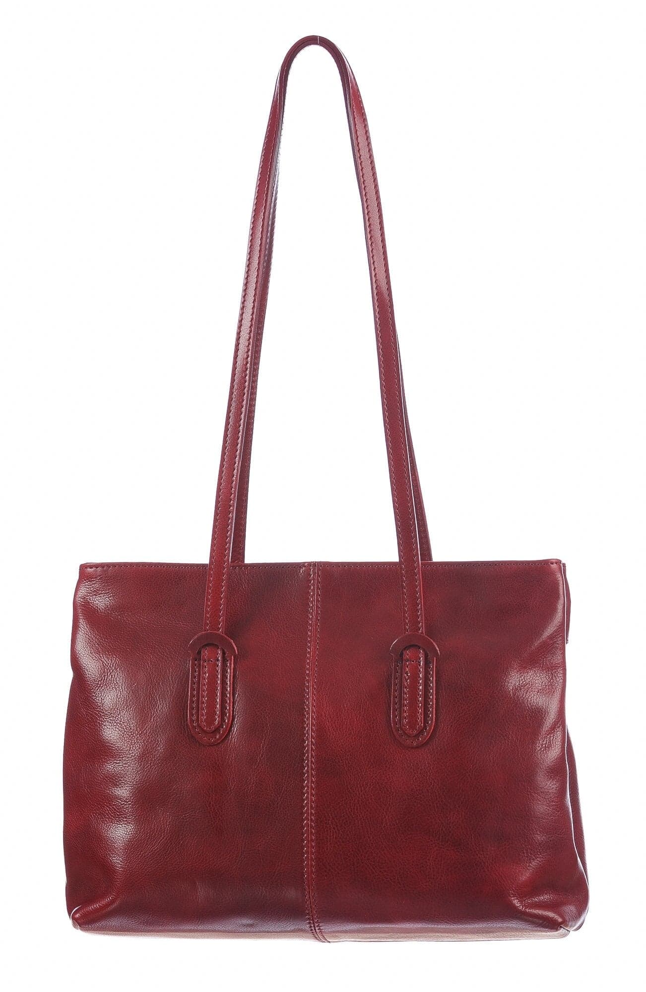 Borsa a spalla da donna in vera pelle MINA SMALL, colore ROSSO, CHIAROSCURO, Made in Italy