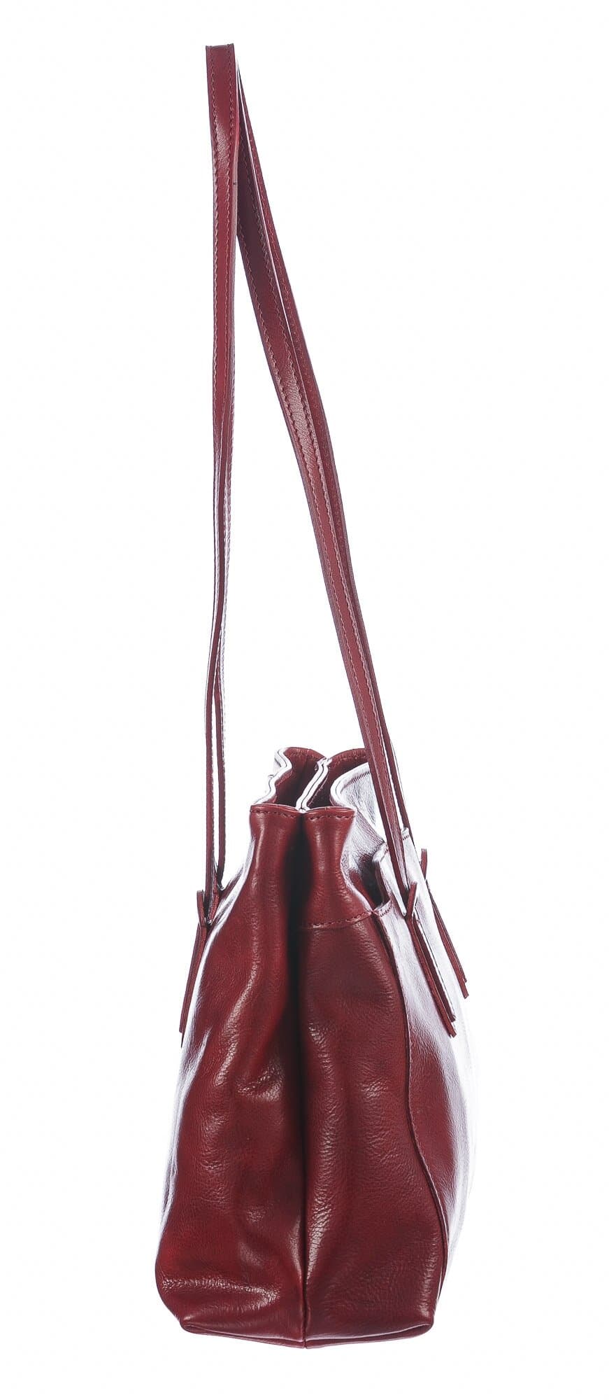 Borsa a spalla da donna in vera pelle MINA MAXI, colore ROSSO, CHIAROSCURO, MADE IN ITALY