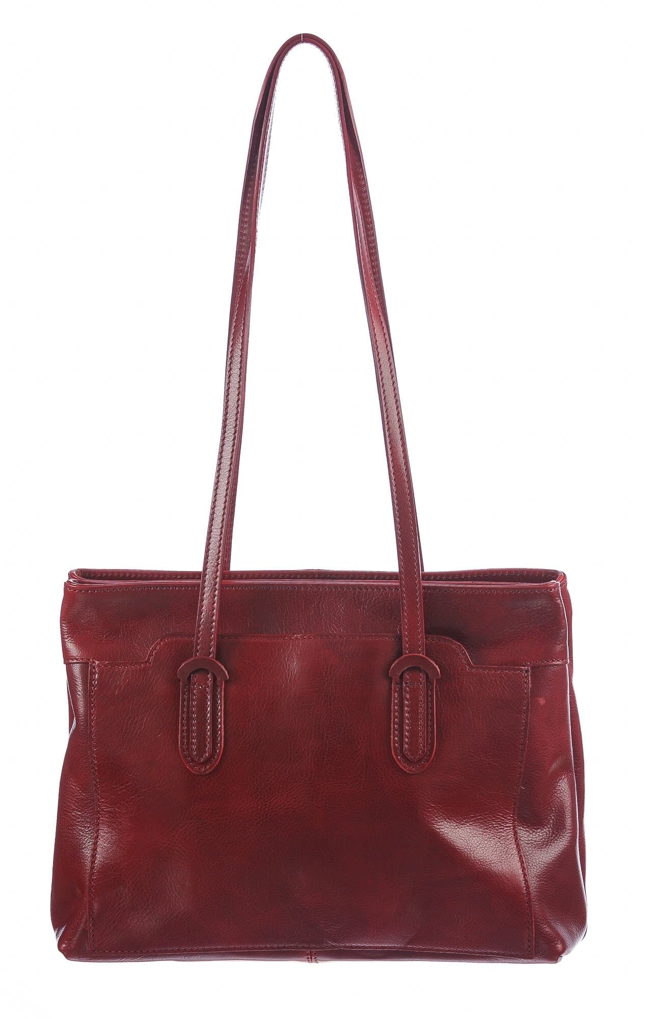 Borsa a spalla da donna in vera pelle MINA Small, colore ROSSO, CHIAROSCURO, Made in Italy