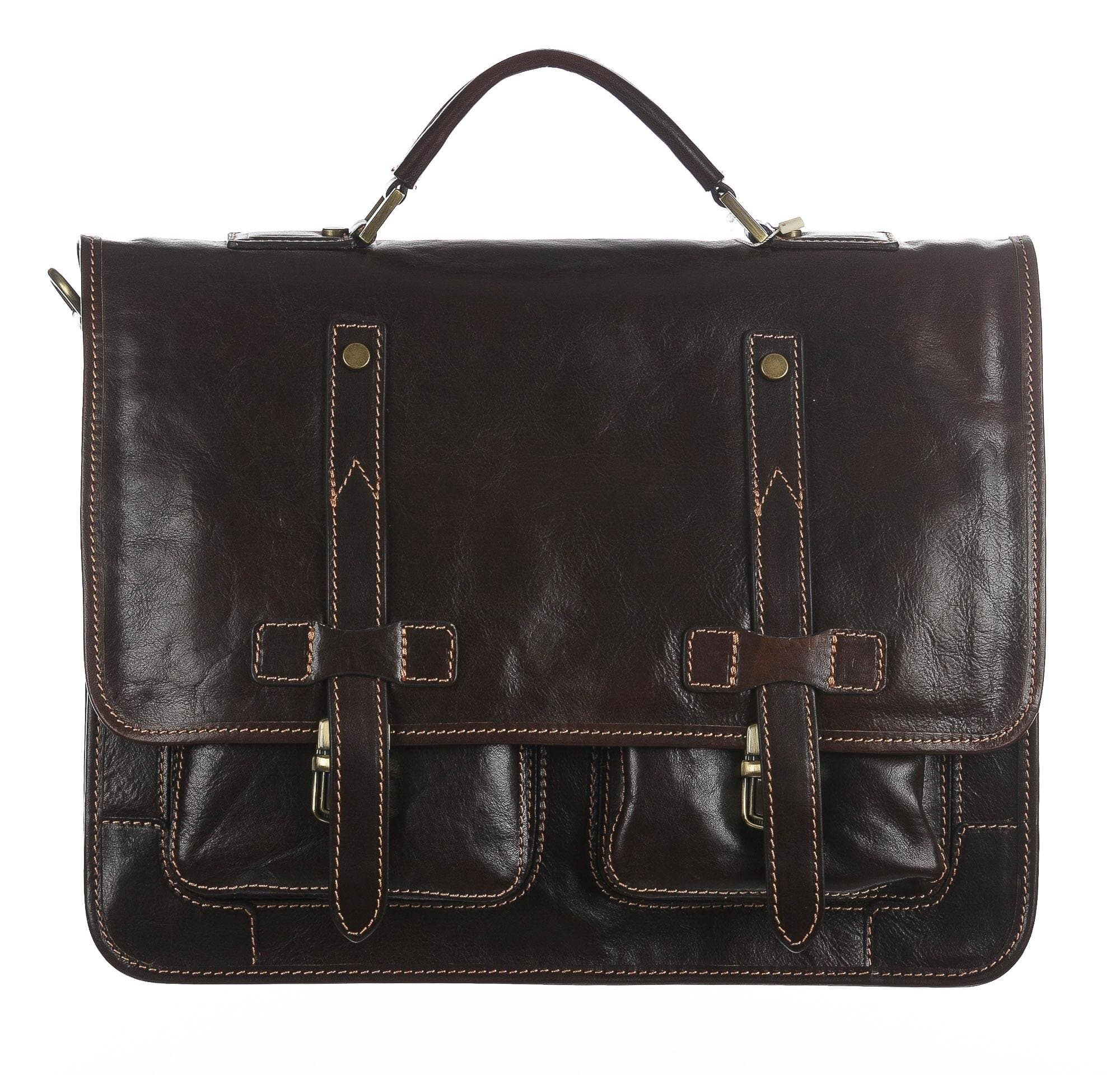 ERNESTO: cartella /borsa, zaino ufficio uomo, in cuoio, colore: TESTA DI MORO, Made in Italy