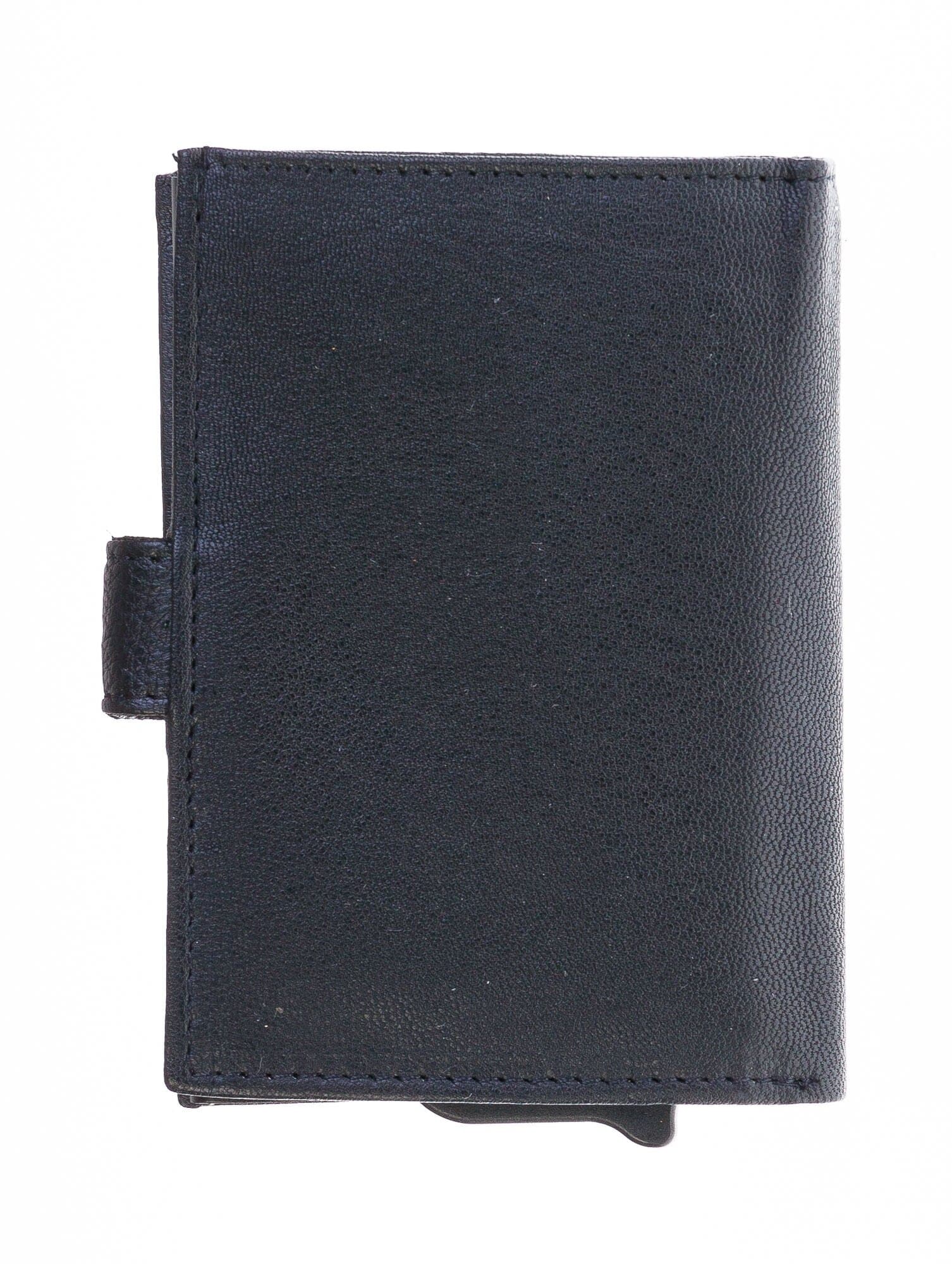 Portafoglio in vera pelle e porta carte di credito in alluminio, da uomo DESIO con BLOCCO RFID, colore NERO, CHIAROSCURO