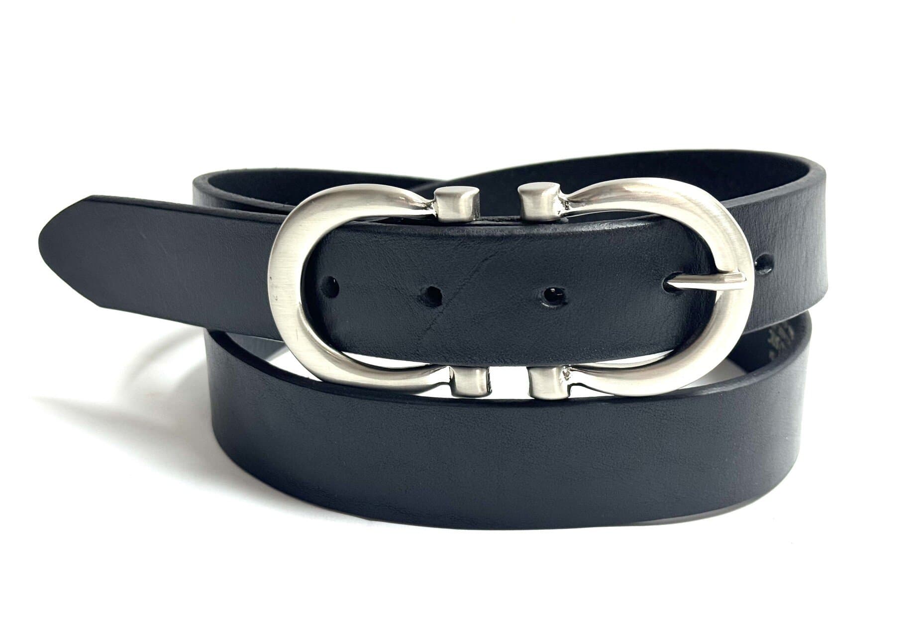 Cintura donna in vera pelle CHIAROSCURO mod. OSLO colore NERO Made in Italy