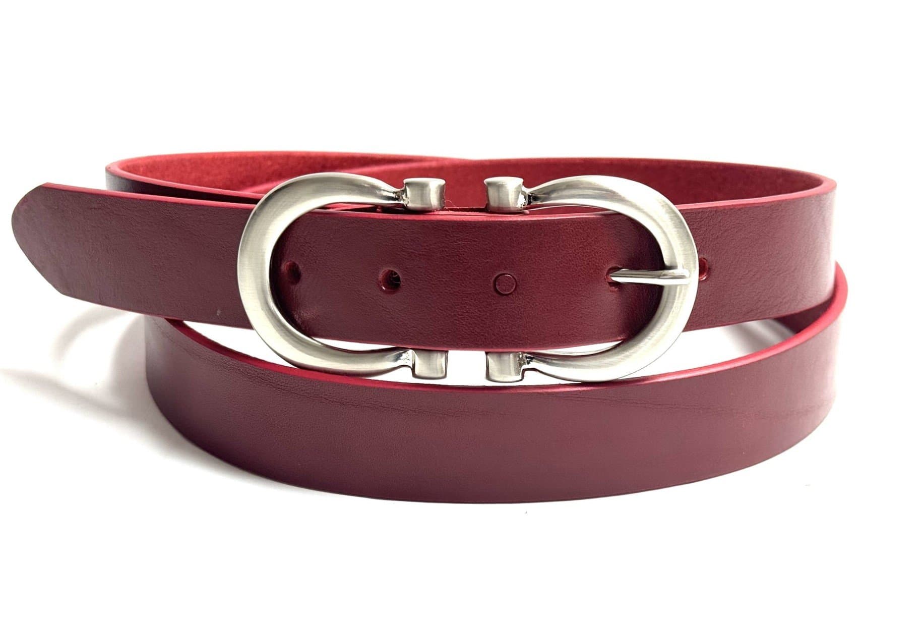 Cintura donna in vera pelle CHIAROSCURO mod. OSLO colore ROSSO Made in Italy