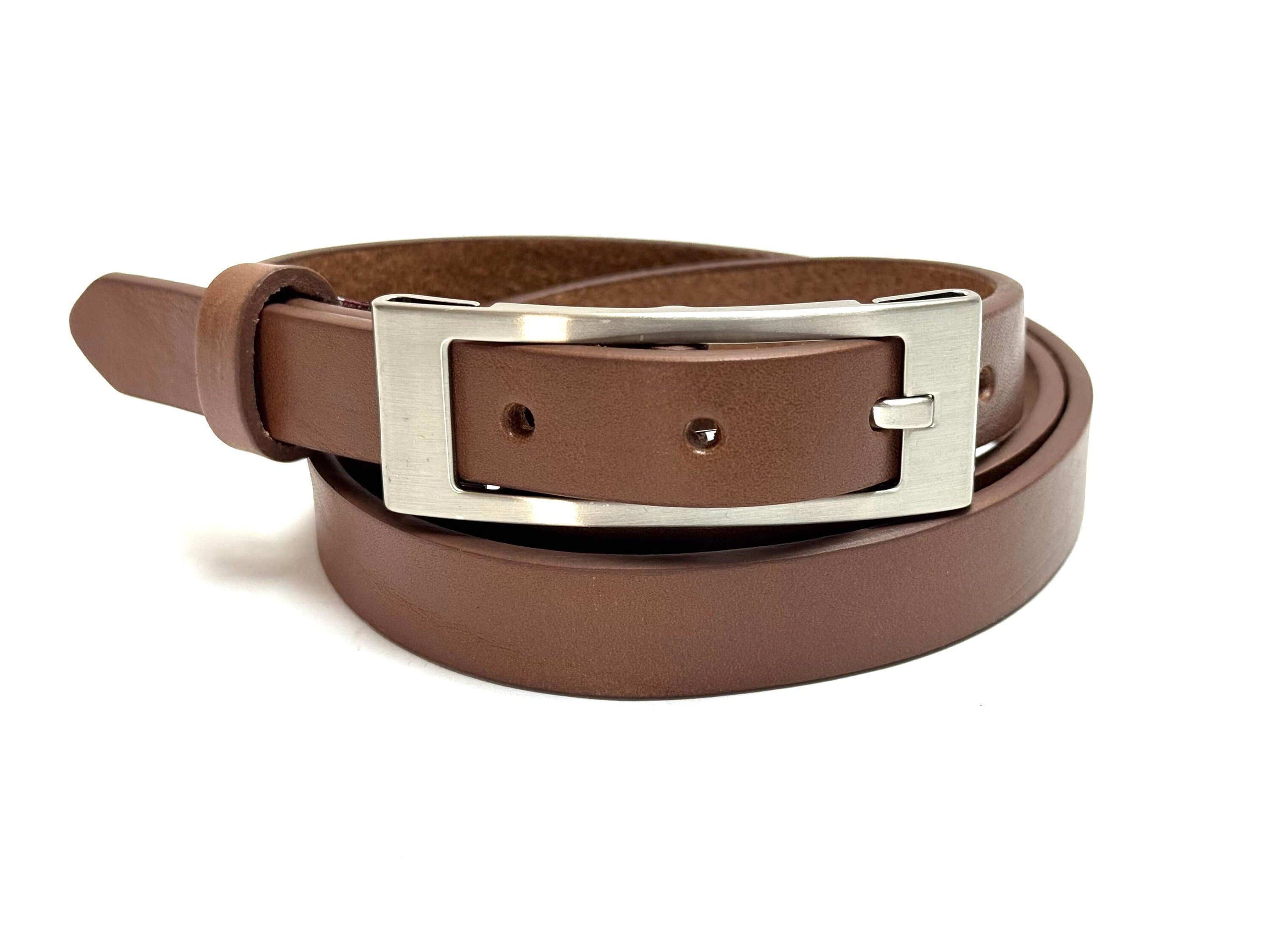 Cintura donna in vera pelle CHIAROSCURO mod. CARRARA colore MARRONE, Made in Italy