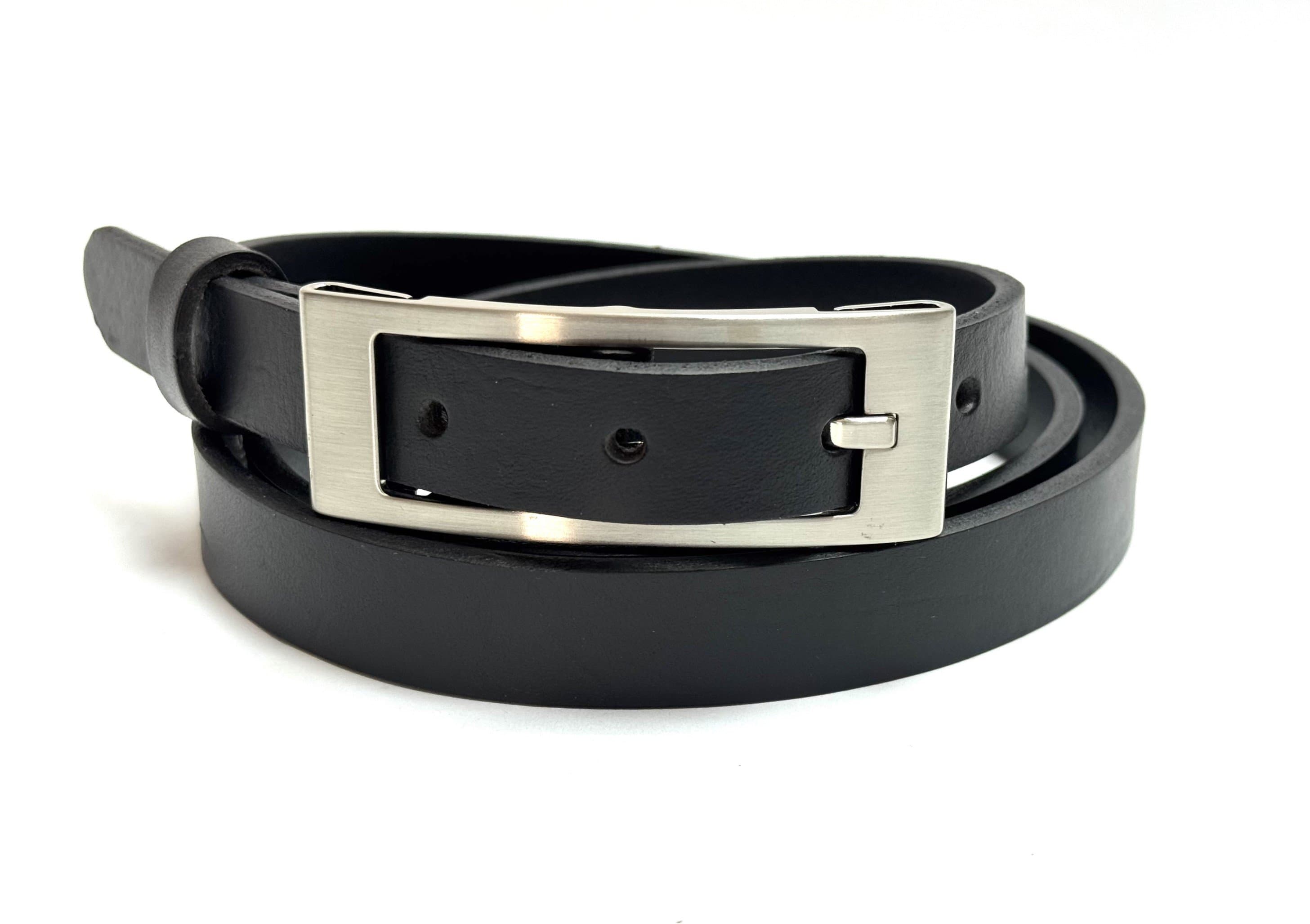 Cintura donna in vera pelle CHIAROSCURO mod. CARRARA colore NERO, Made in Italy