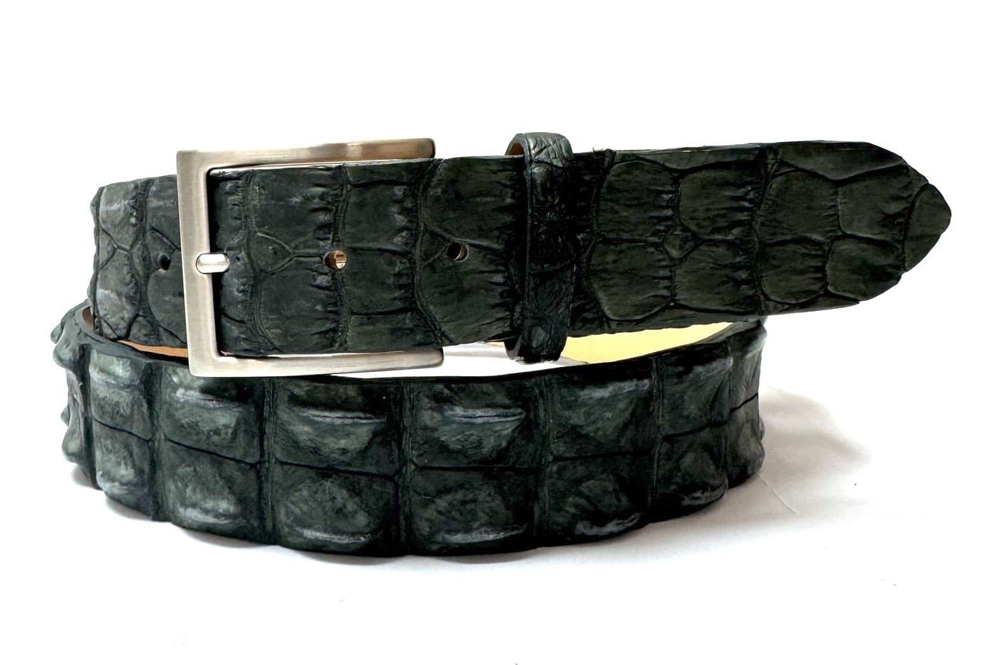 Cintura uomo in vera pelle di coccodrillo JOHANNENSBURG, CITES, colore GRIGIO SCURO, SANTINI, Made in Italy