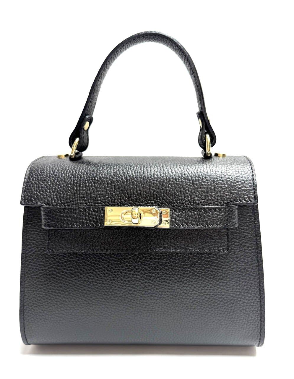 Borsa  da donna in vera pelle KATY, colore NERO, CHIAROSCURO, Made in Italy.
