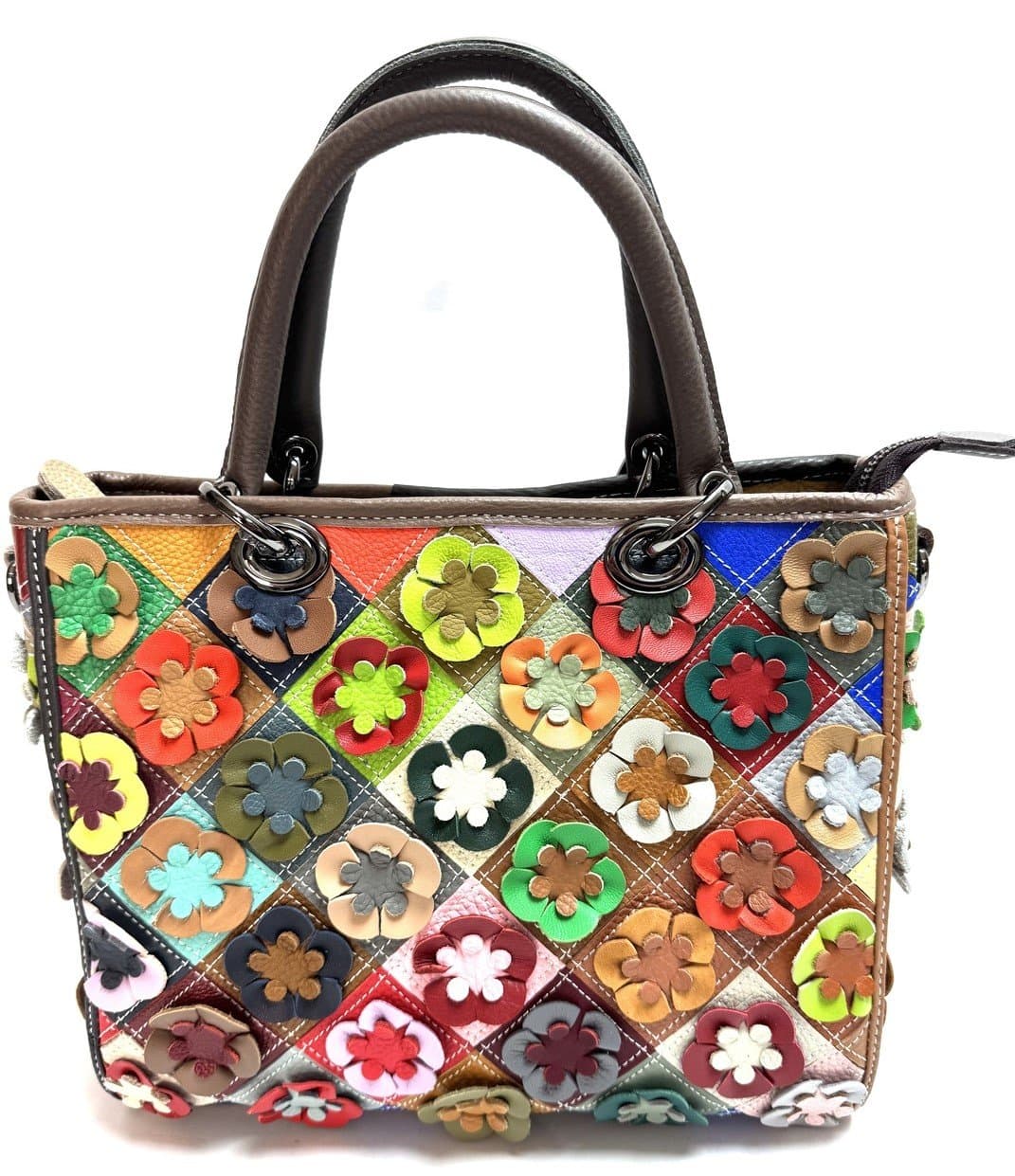 Borsa donna in vera pelle ARIANNA DINI mod. ARIELA, MULTICOLORE - FIORI