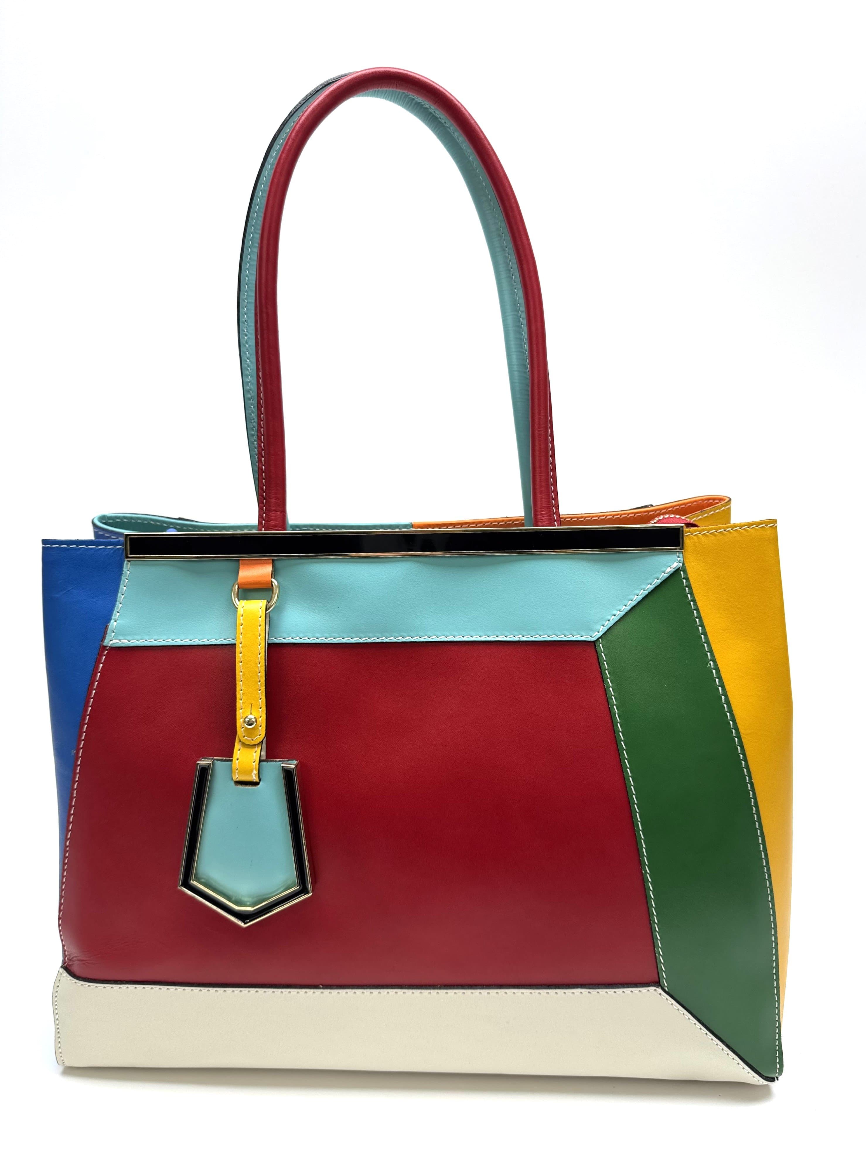 Borsa donna in vera  pelle CHIAROSCURO mod. HANA, base rosso, colore MULTICOLORE / ESTIVO,  Made in Italy