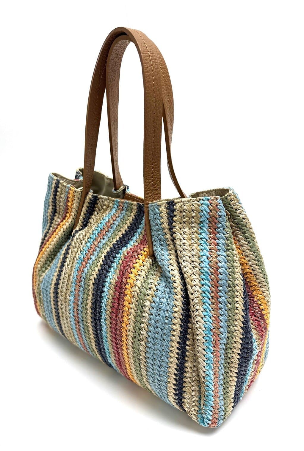 Borsa da donna in vera pelle / rafia SCARLETT colore MULTICOLOR, CHIAROSCURO, Made in Italy