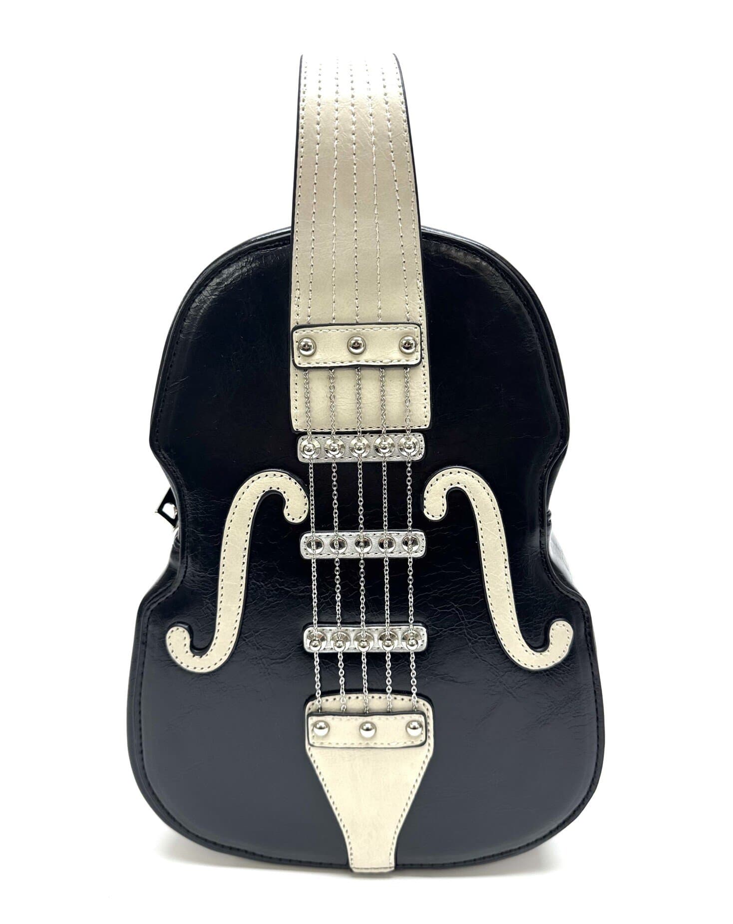 Borsa Violin Luthia con tracolla, Cosplay Steampunk, in ecopelle, forma violino, colore nero, ARIANNA DINI DESIGN