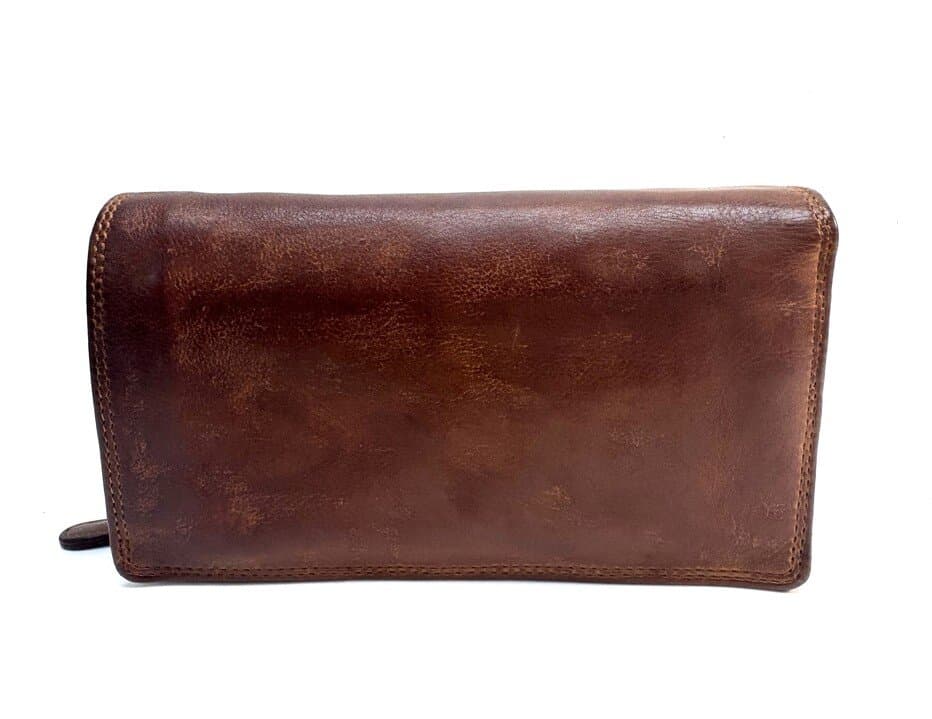  Genuine vintage leather wallet for woman LEILANI, BROWN colour , CHIAROSCURO, MADE IN ITALY