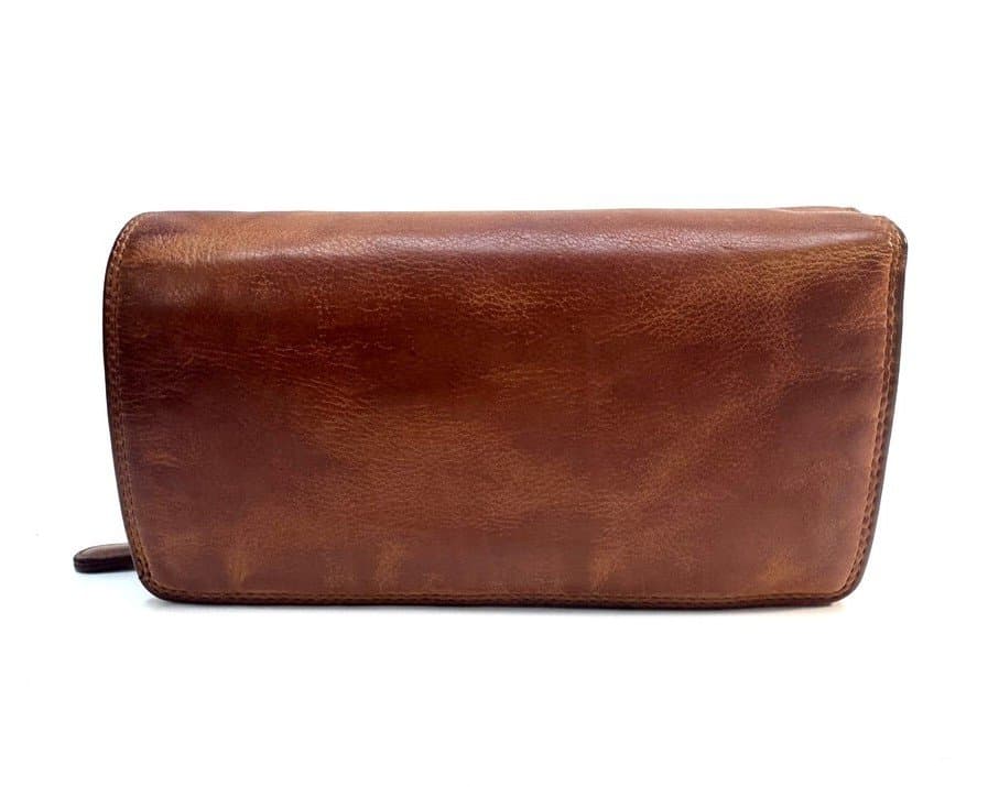  Genuine vintage leather wallet for woman LEILANI, HONEY colour, CHIAROSCURO, MADE IN ITALY