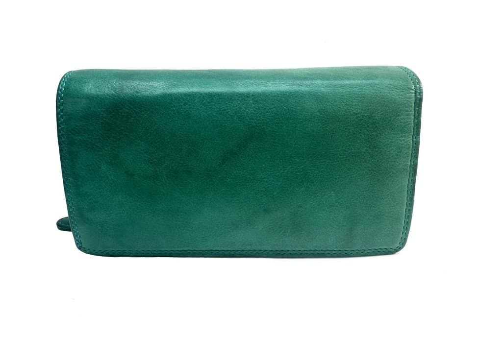  Genuine vintage leather wallet for woman LEILANI, TIFFANY colour, CHIAROSCURO, MADE IN ITALY