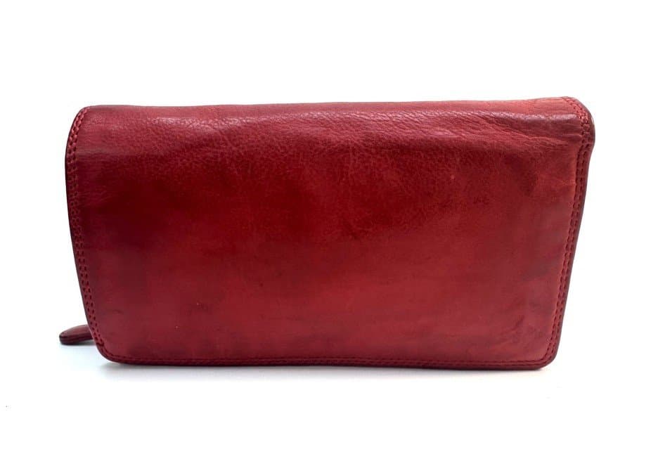  Genuine vintage leather wallet for woman LEILANI, RED colour , CHIAROSCURO, MADE IN ITALY