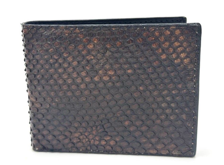 MAURITIUS: men's wallet in python leather, color: DARK BROWN COLOUR, Made in Italy