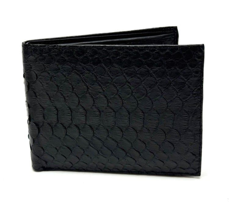 MAURITIUS: portafoglio uomo in pelle di pitone, colore: NERO, Made in Italy