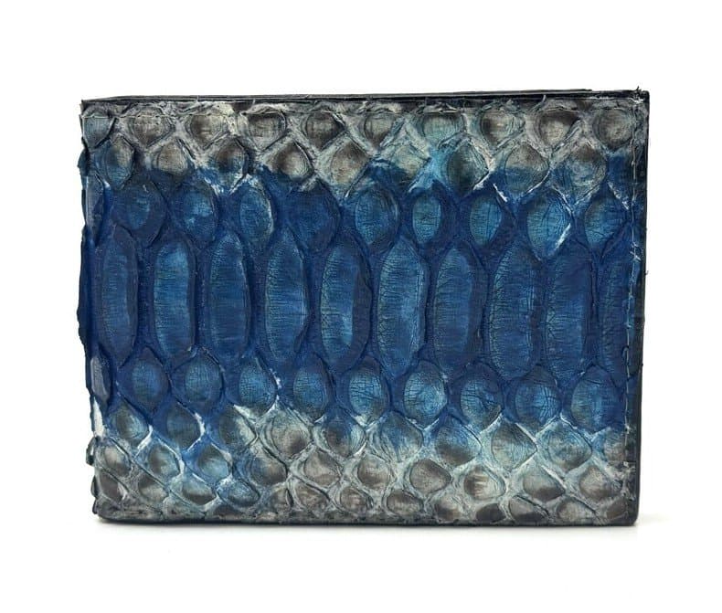 MAURITIUS: men's wallet in python leather, color: BLUE - ROCK, Made in Italy