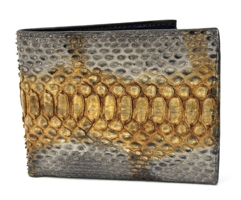 Genuine leather python wallet for man ABU DHABI, CITES,YELLOW colour, no coins holder, SANTINI, MADE IN ITALY 