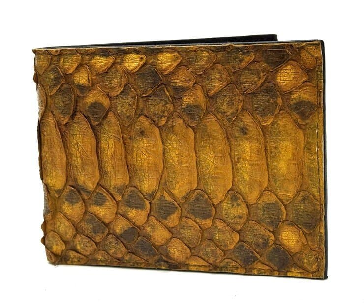 Genuine leather python wallet for man ABU DHABI, CITES, HONEY colour, no coins holder, SANTINI, MADE IN ITALY 