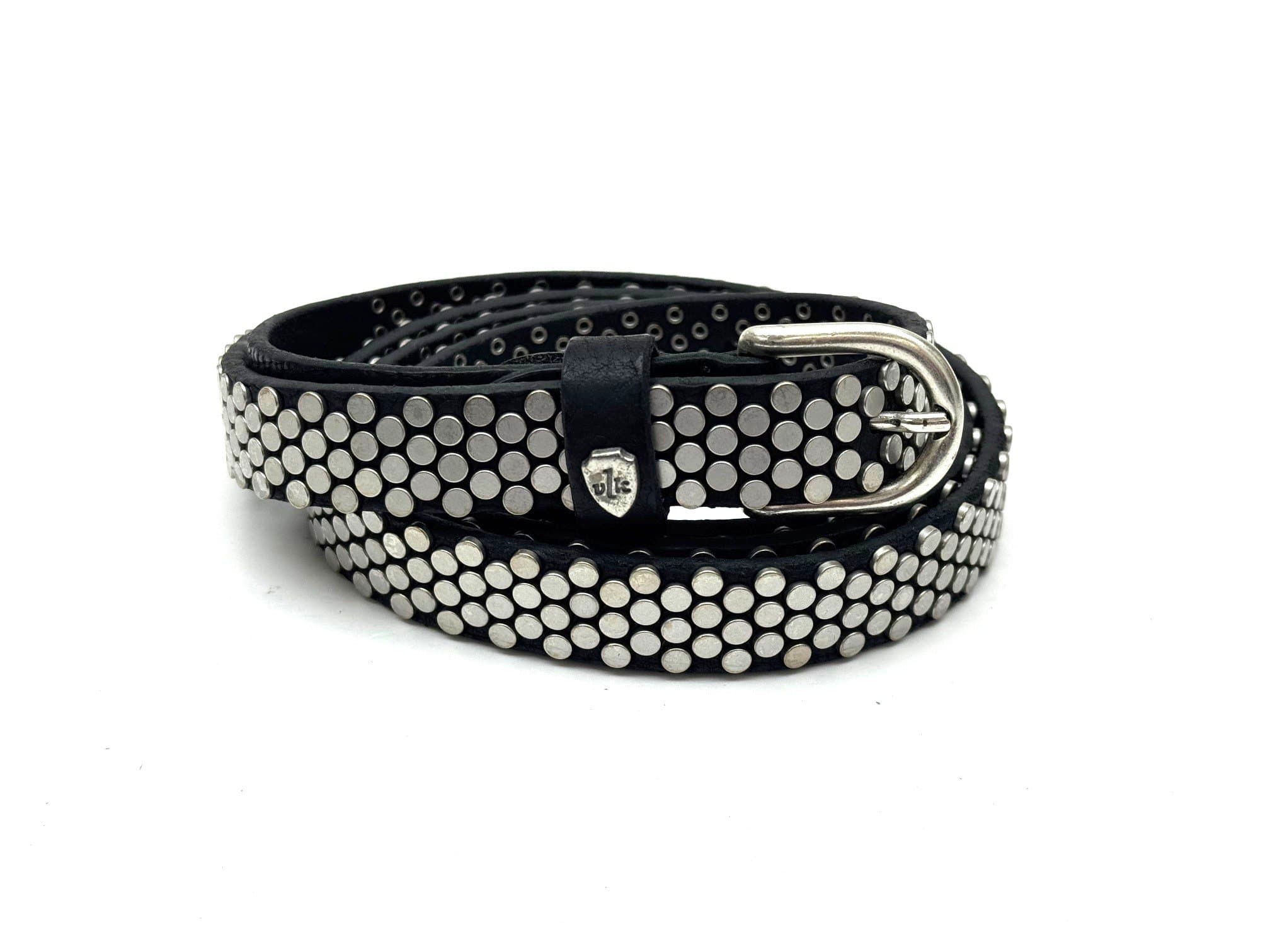 Cintura in vera pelle CHIAROSCURO - VLK mod. BERLINO colore NERO con borchie random Made in Italy