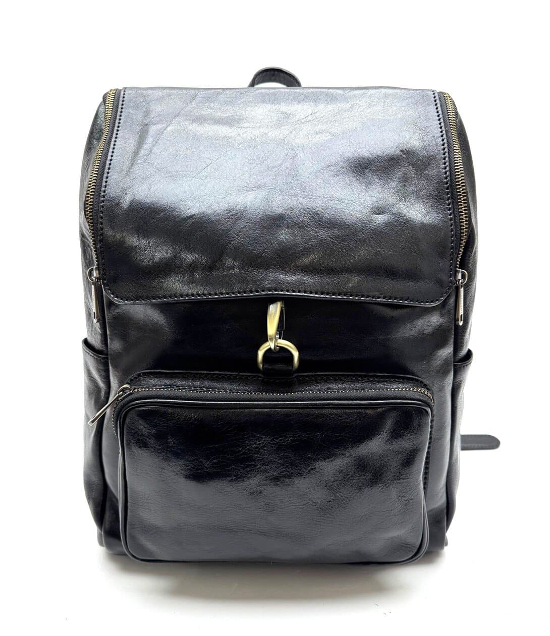 Borsa zaino in vera pelle CHIAROSCURO mod. MONTE EVEREST MAXI colore NERO Made in Italy.