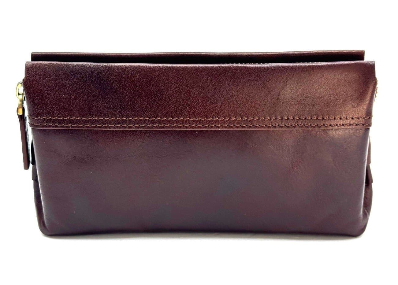  Pochette uomo da polso in vera pelle LEWIS, colore MARRONE, CHIAROSCURO, Made in Italy