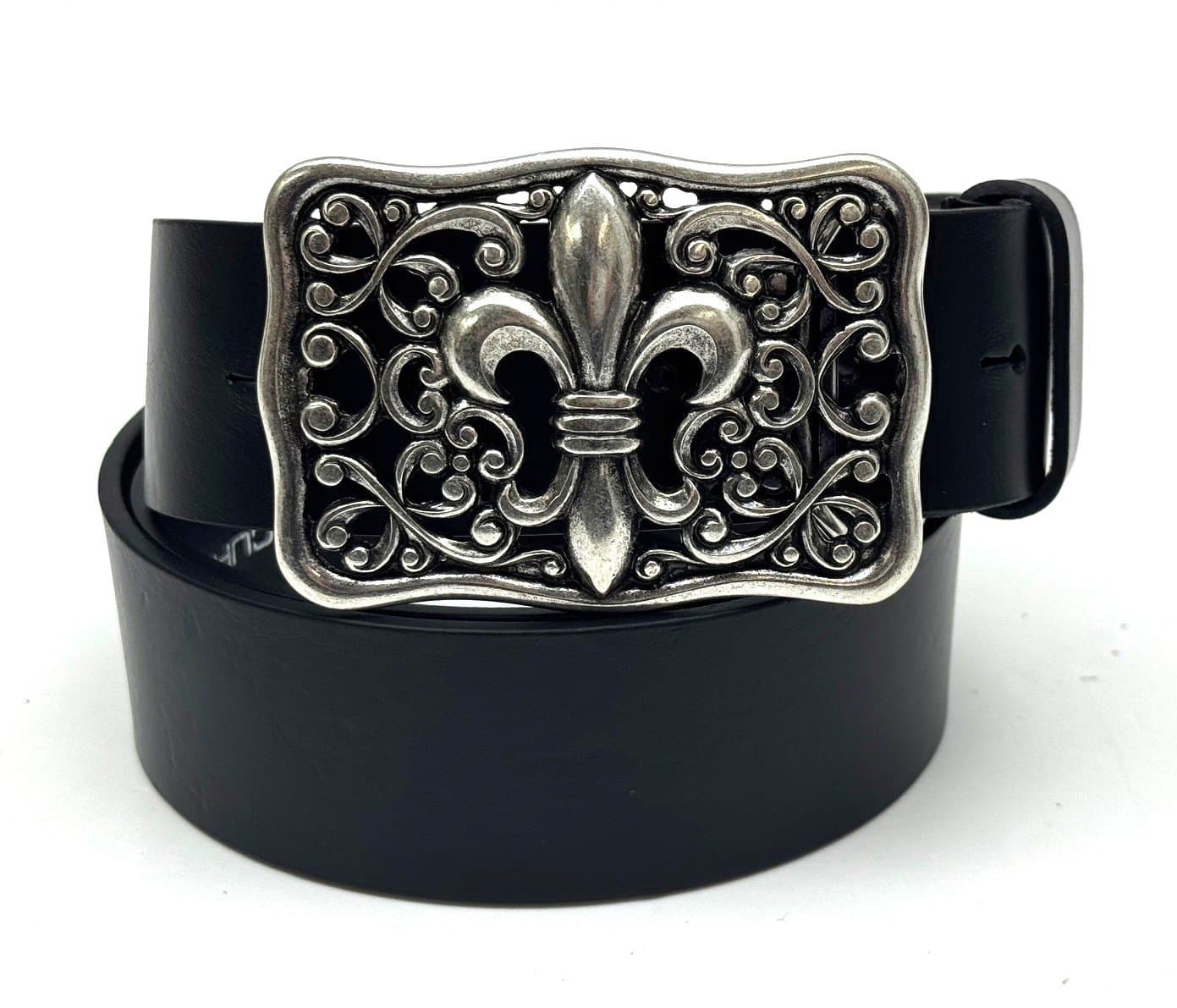 Genuine leather belt for man AUSTIN - LILY, BLACK colour, special buckle, CHIAROSCURO, MADE IN ITALY