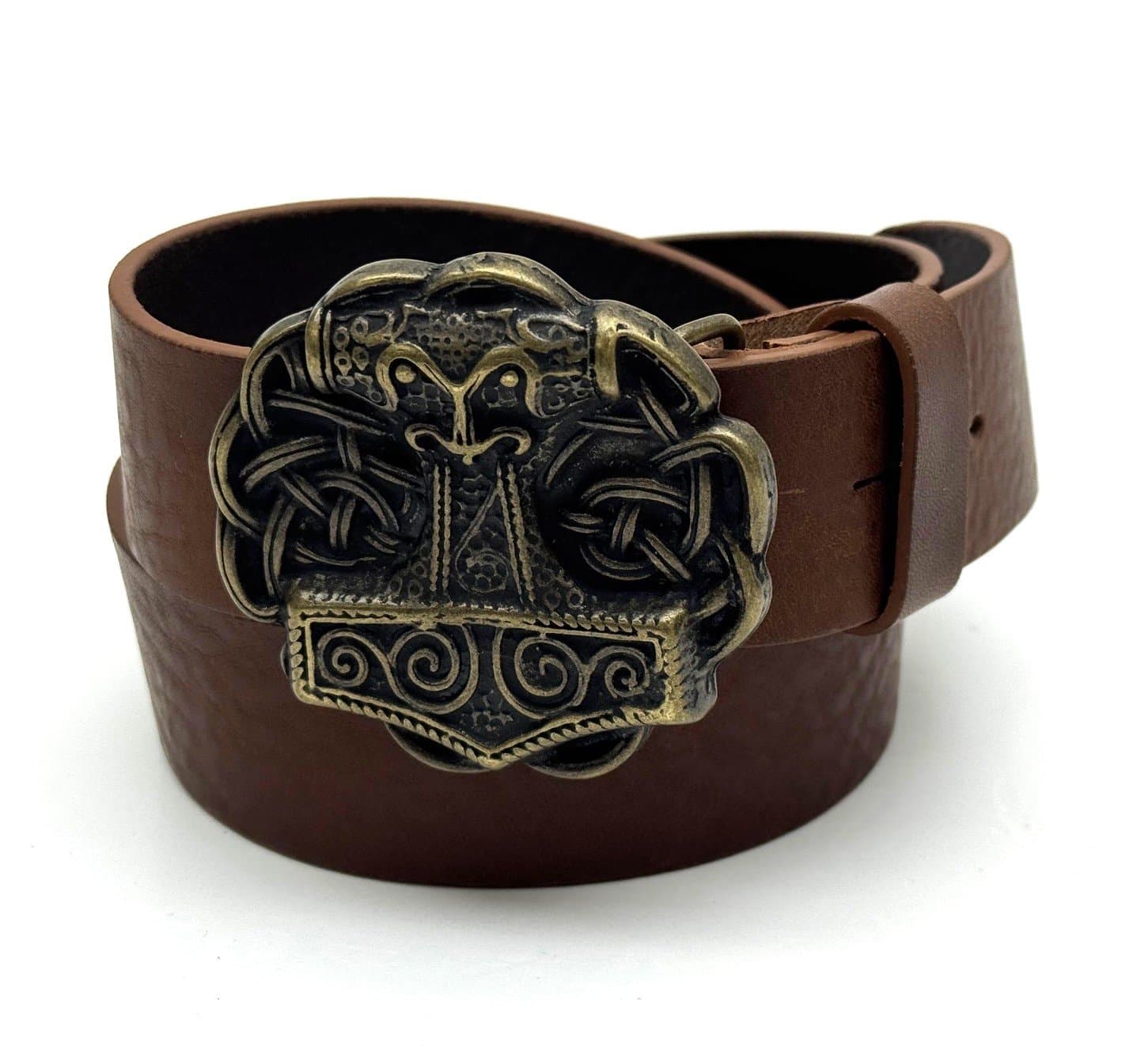 Genuine leather belt for man AUSTIN - THOR HAMMER, BROWN colour, special buckle, CHIAROSCURO, MADE IN ITALY