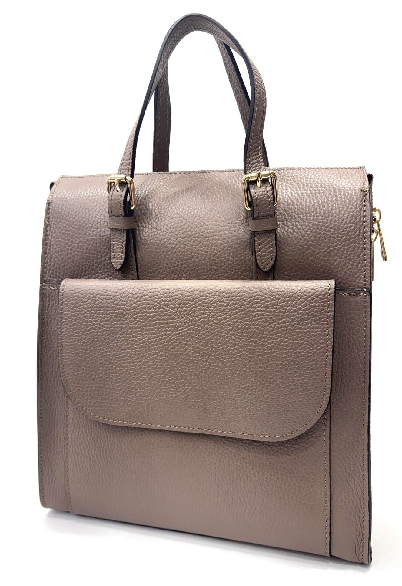 MONTE FAITO: borsa - zaino donna, vera pelle, colore:TAUPE, Made in Italy