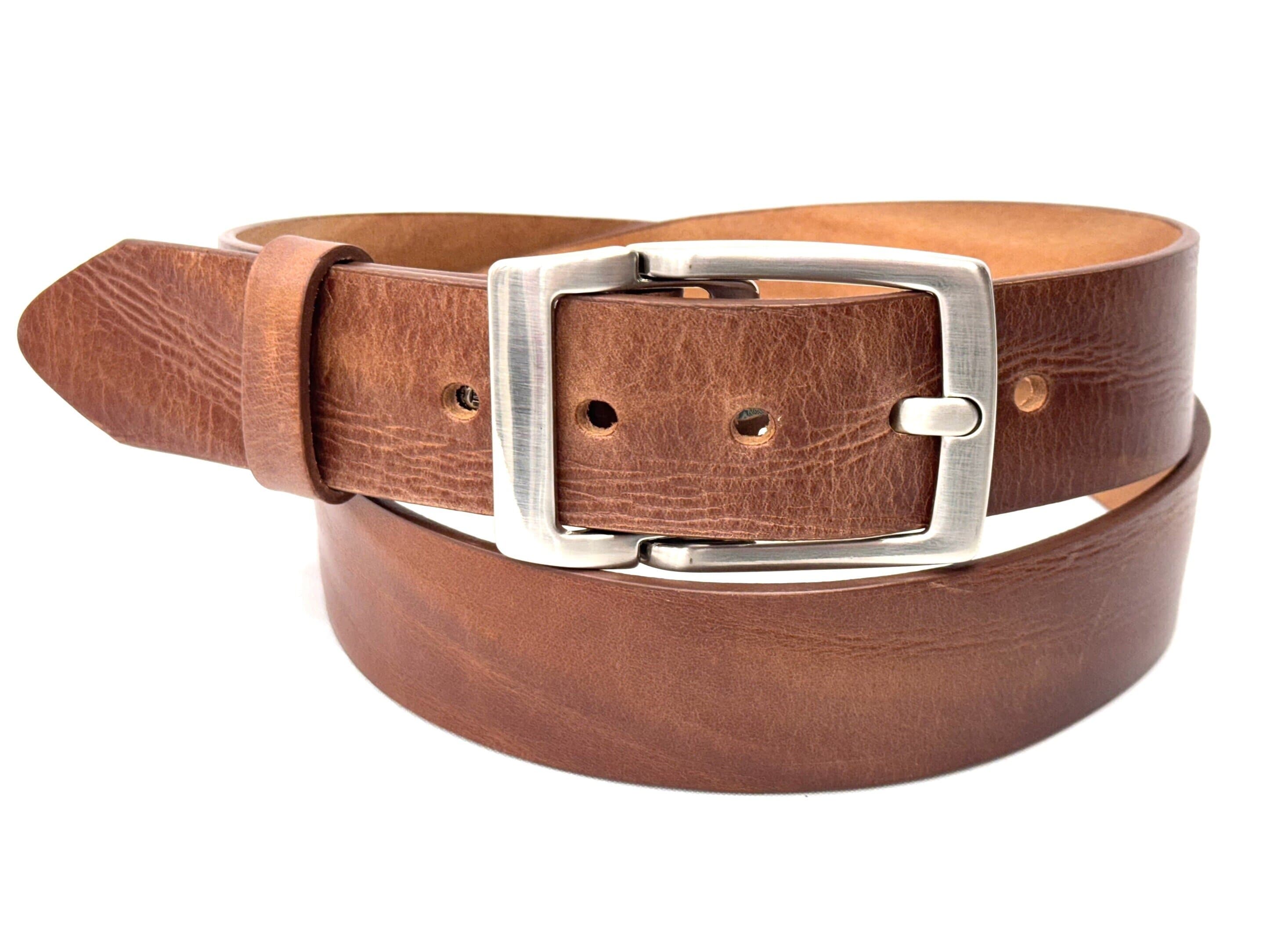 Cintura uomo in vera pelle mod. TERNI colore MARRONE, CHIAROSCURO, Made in Italy