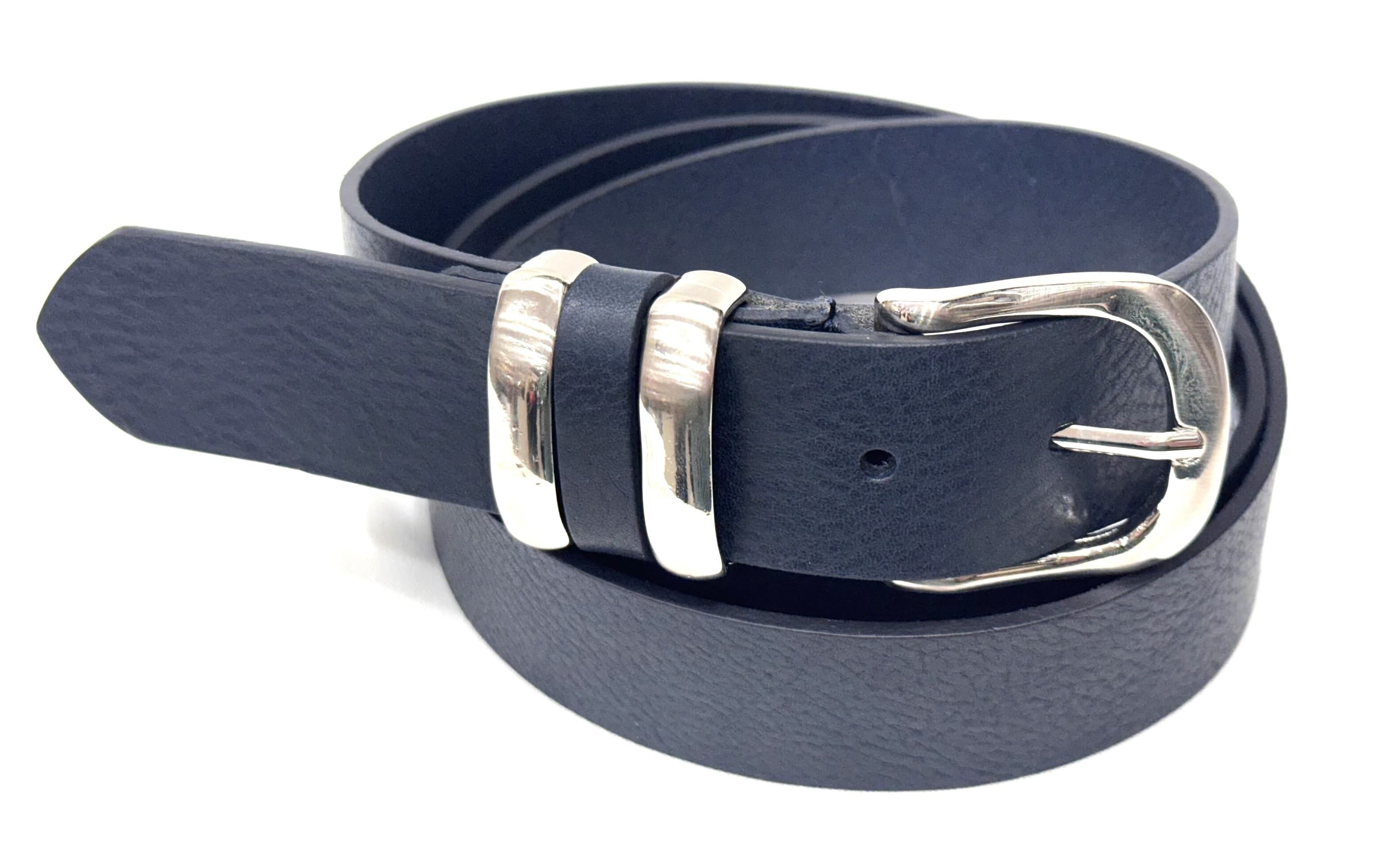 Cintura uomo in vera pelle TRIESTE, colore BLU, EMPORIUM ITALY, Made in Italy
