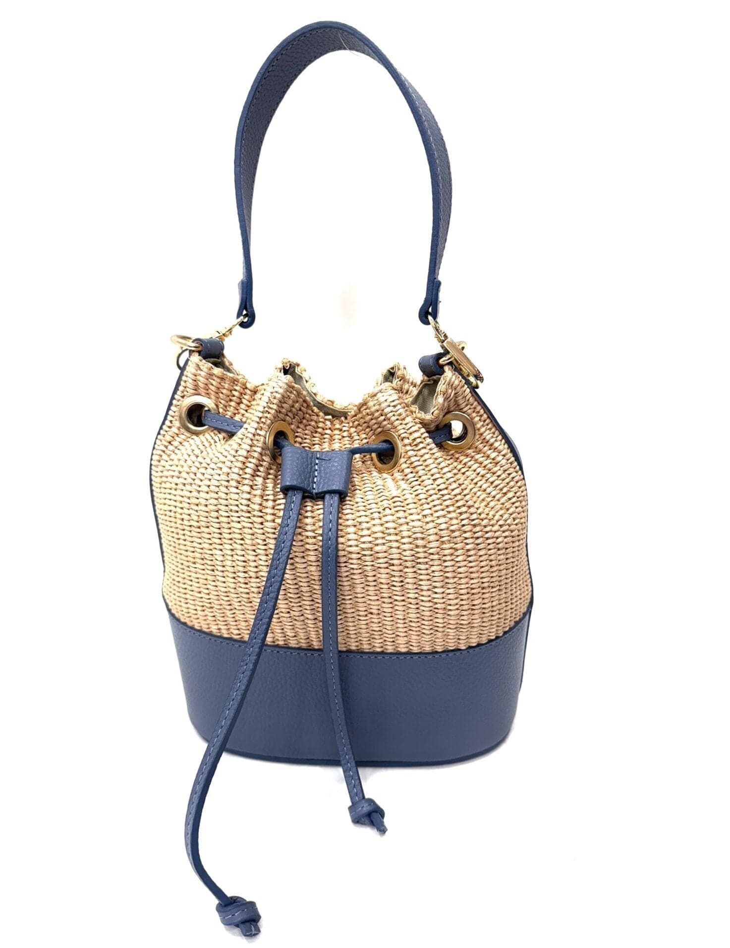 Borsa small a mano / a tracolla da donna in vera pelle / rafia SELENE, colore CARTA DA ZUCCHERO, CHIAROSCURO, Made in Italy