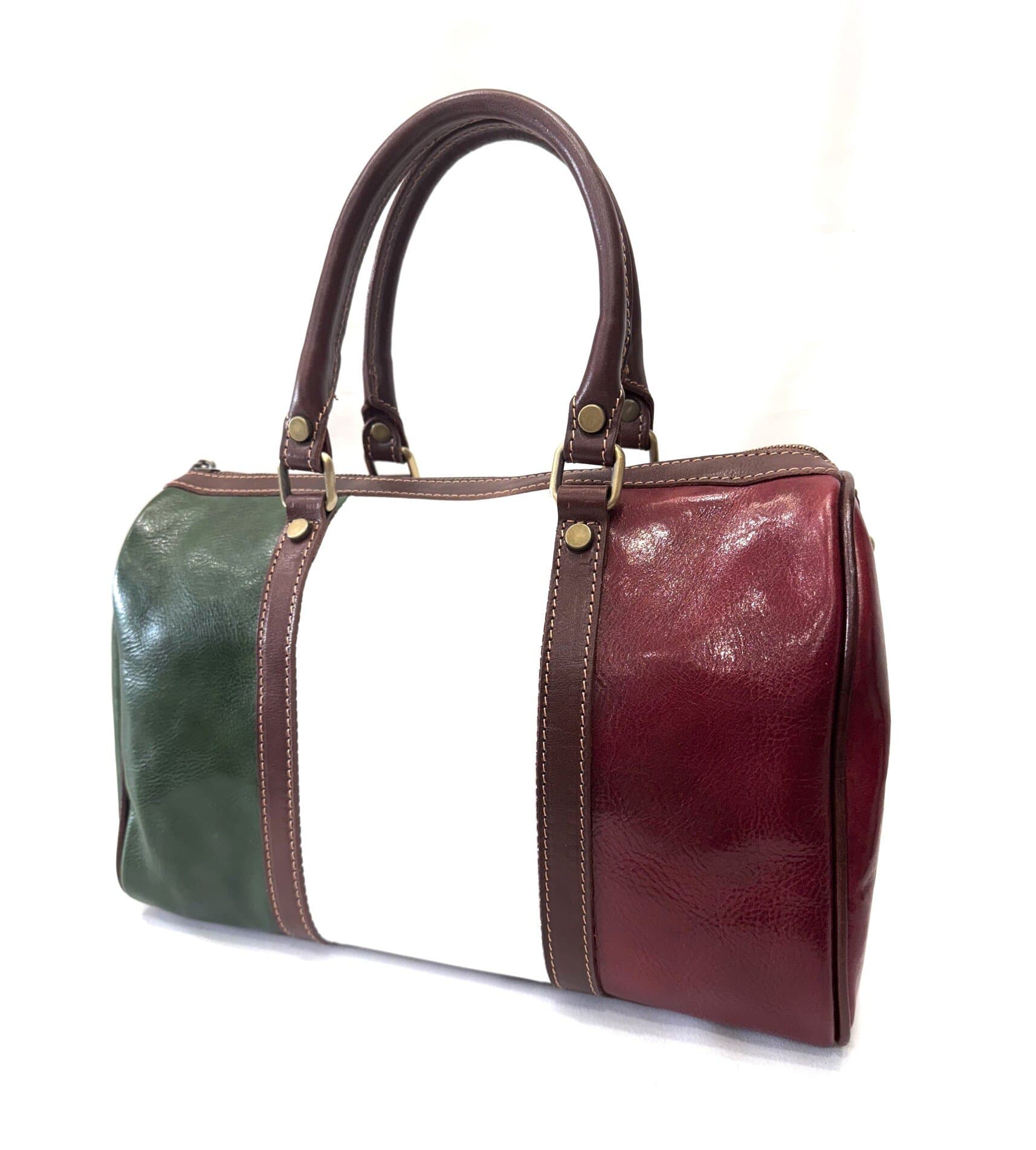 Borsa donna in vera pelle CHIAROSCURO mod. CATIA, bandiera Italiana MULTICOLORE, Made in Italy.