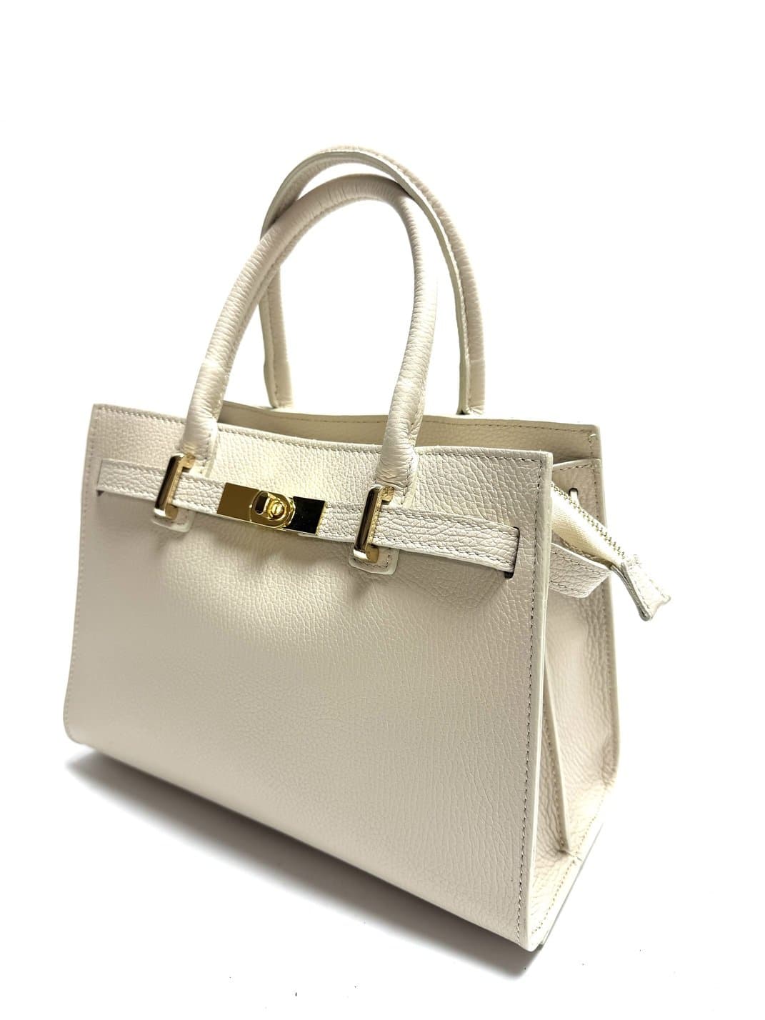 Borsa da donna in vera pelle KRISTAL, colore BEIGE, CHIAROSCURO, Made in Italy