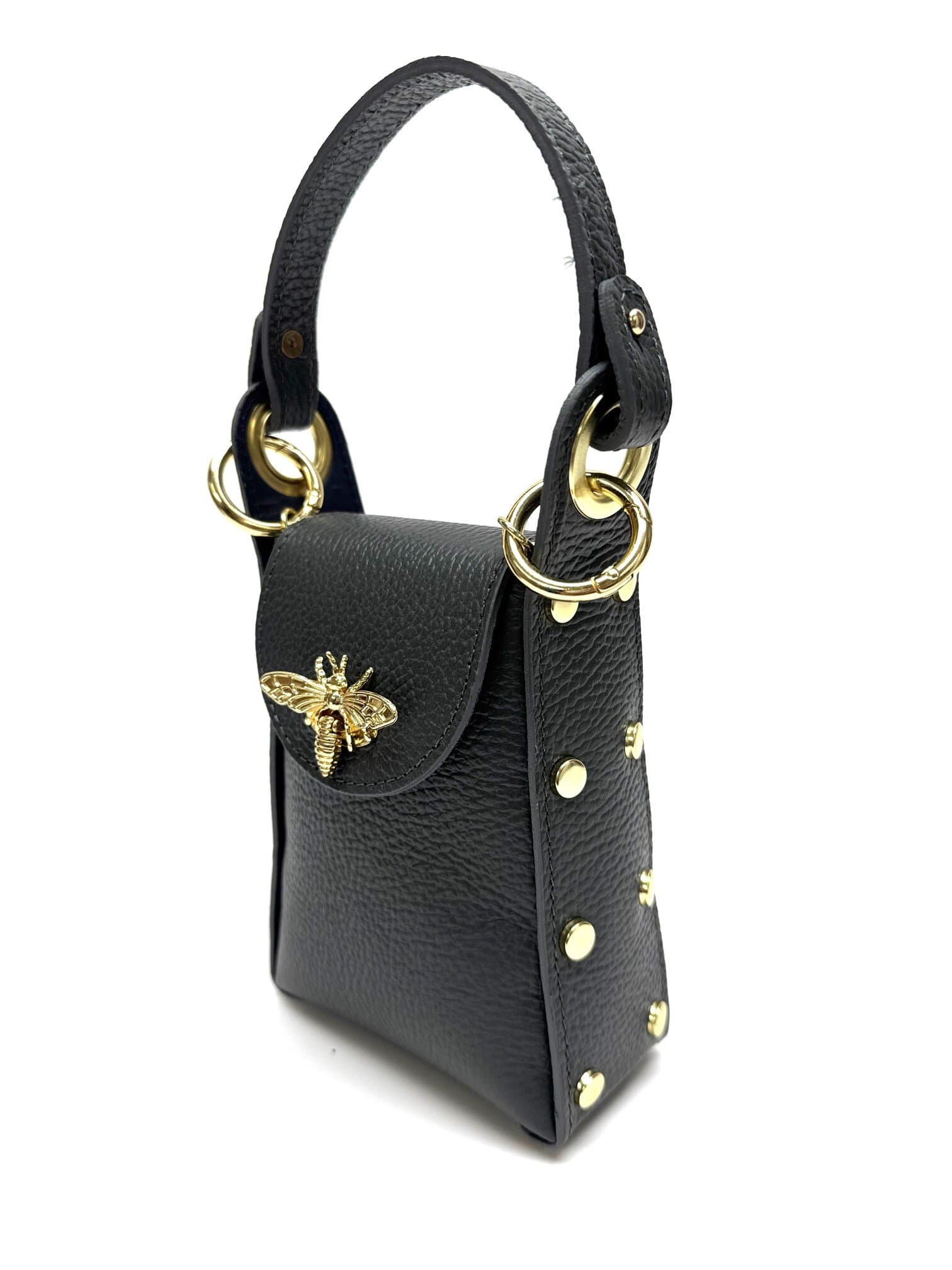 Borsa a mano / tracolla da donna in vera pelle AIDA BEE BAG, colore GRIGIO SCURO, CHIAROSCURO, Made in Italy.