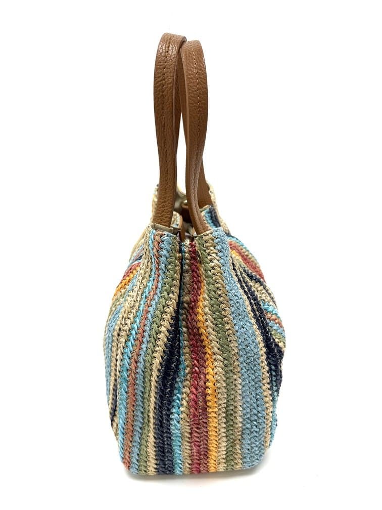 Borsa da donna in vera pelle / rafia SCARLETT colore MULTICOLOR, CHIAROSCURO, Made in Italy