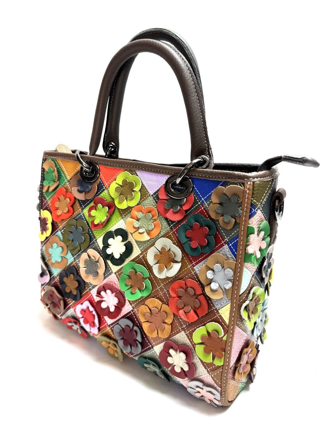 Borsa donna in vera pelle ARIANNA DINI mod. ARIELA, MULTICOLORE - FIORI