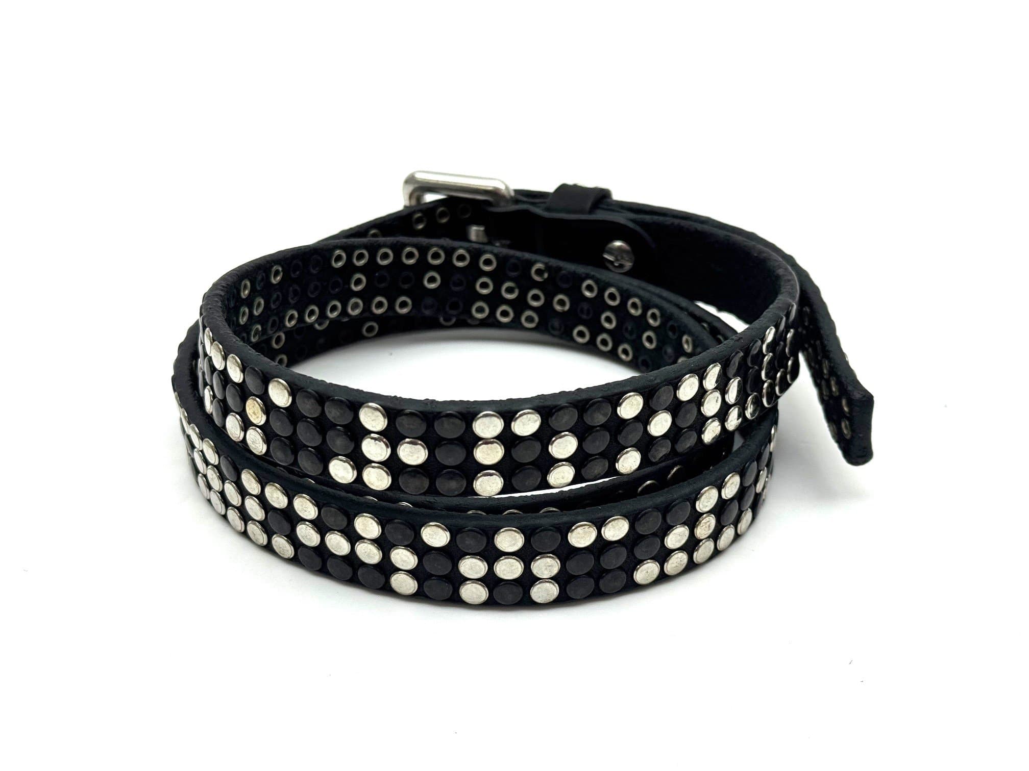 Cintura in vera pelle CHIAROSCURO - VLK mod. CALCUTTA SMALL colore NERO con borchie random Made in Italy