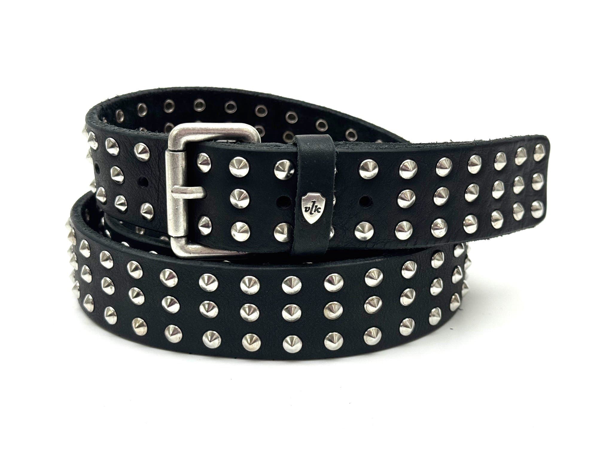Cintura in vera pelle CHIAROSCURO - VLK mod. MANCHESTER colore NERO con borchie Made in Italy