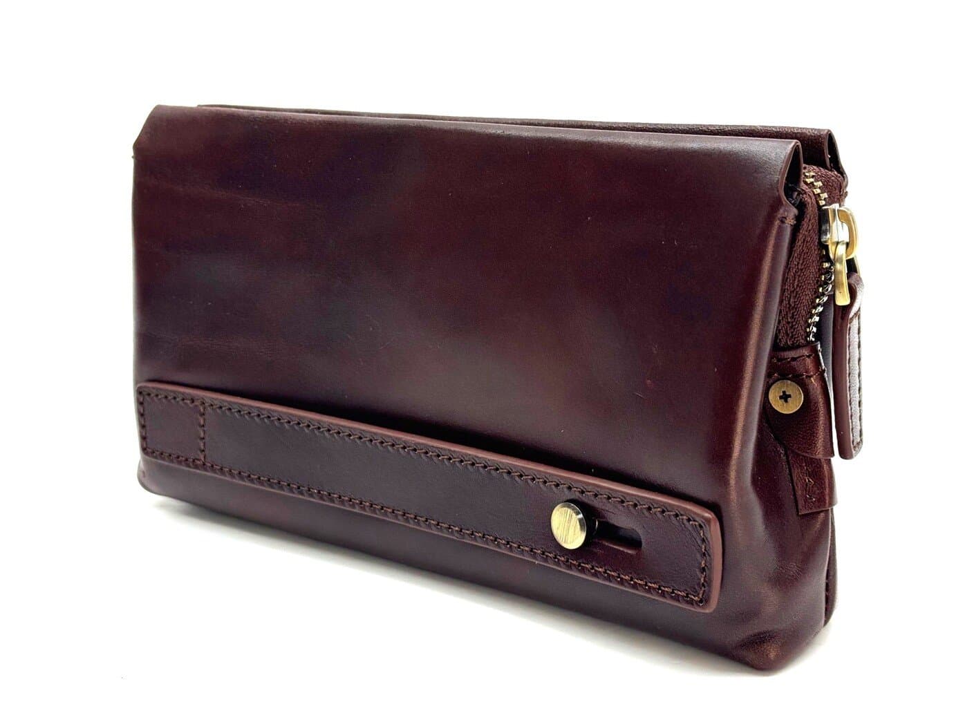  Pochette uomo da polso in vera pelle LEWIS, colore MARRONE, CHIAROSCURO, Made in Italy