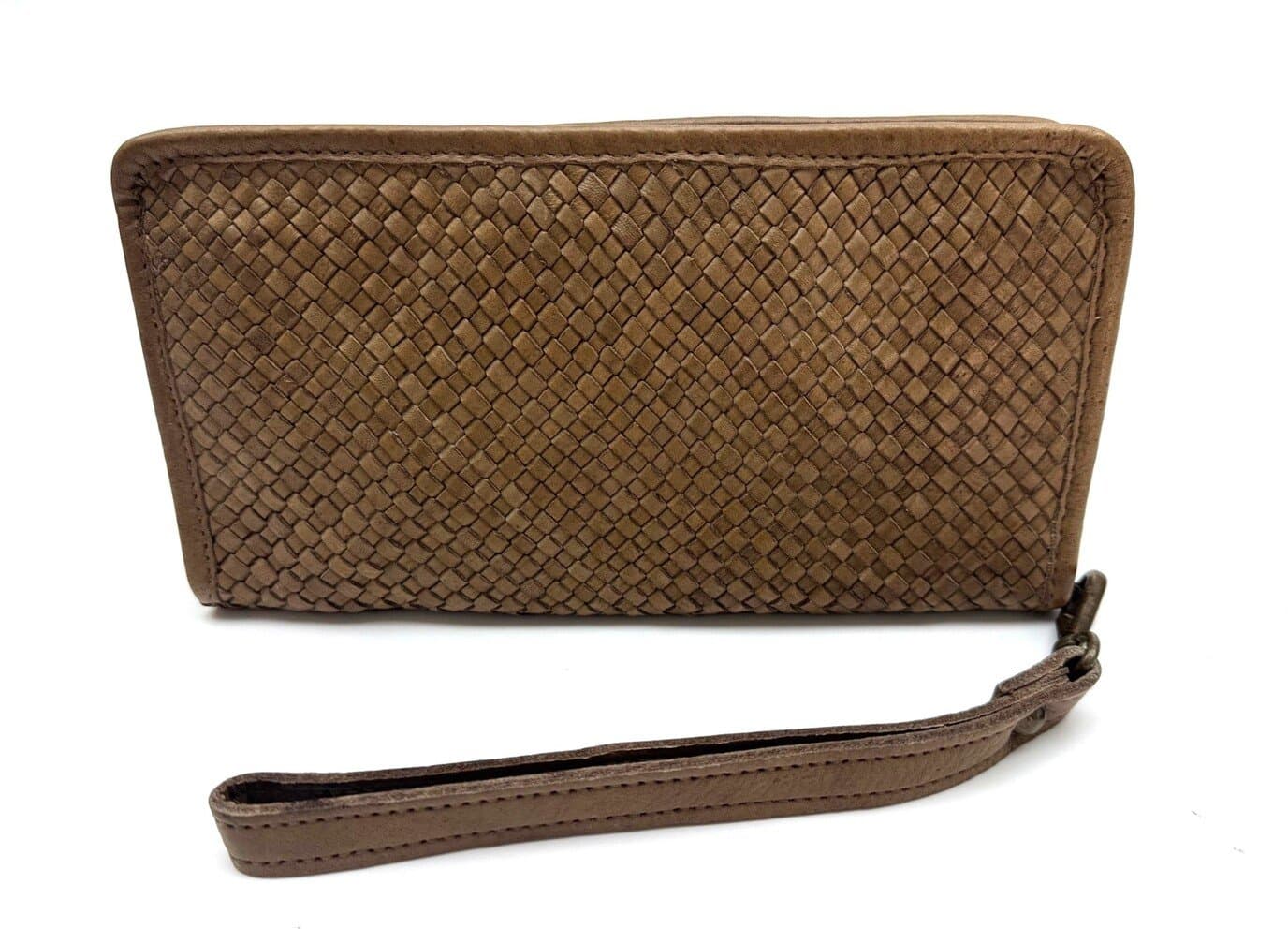 Pochette uomo da polso in vera pelle vintage LIAM, colore TAUPE, CHIARO SCURO, Made in Italy