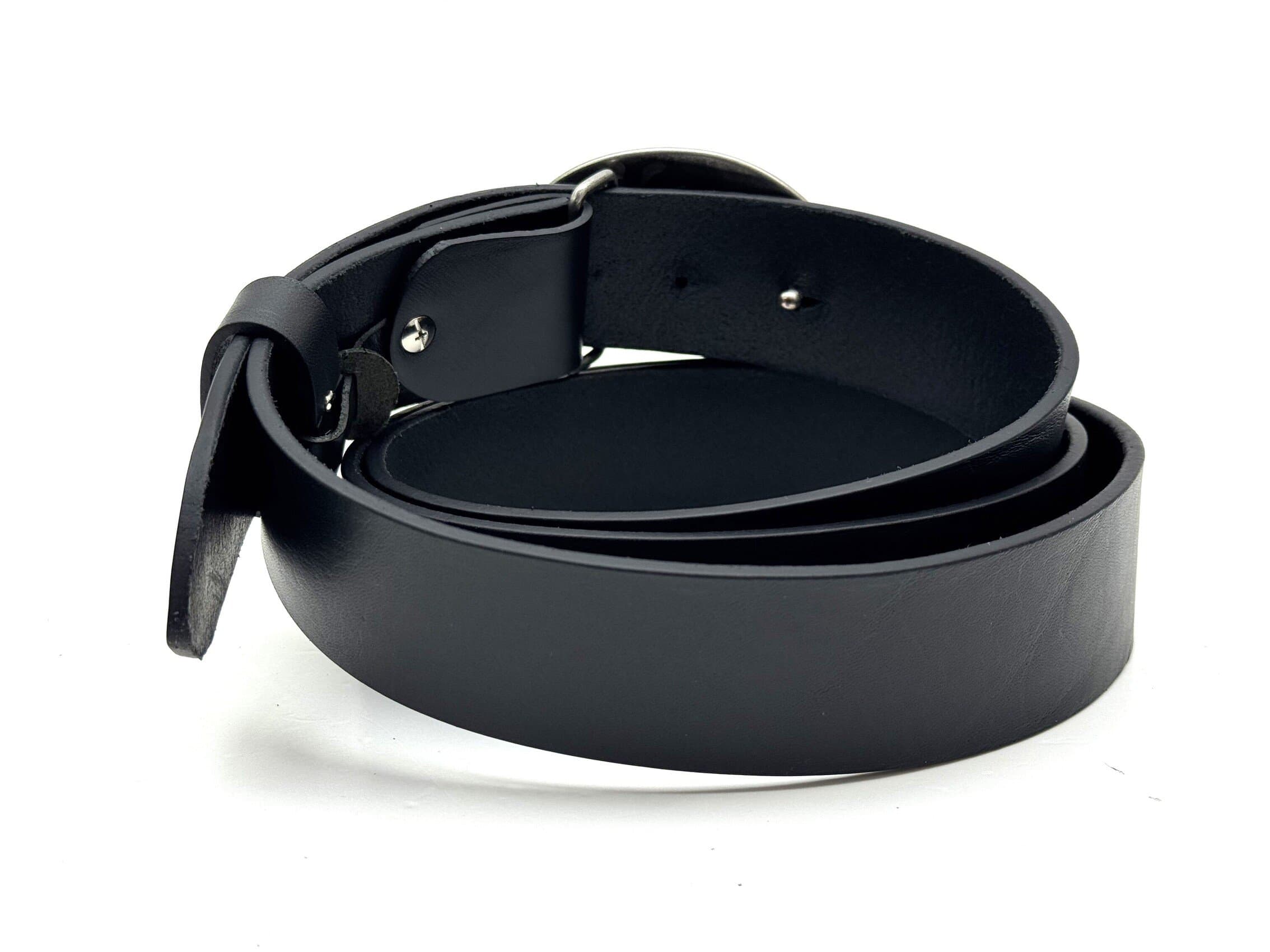 Cintura in  vera pelle CHIAROSCURO mod. GENOVA - CAVALLO, colore NERO, fibbia speciale argento, Made in Italy