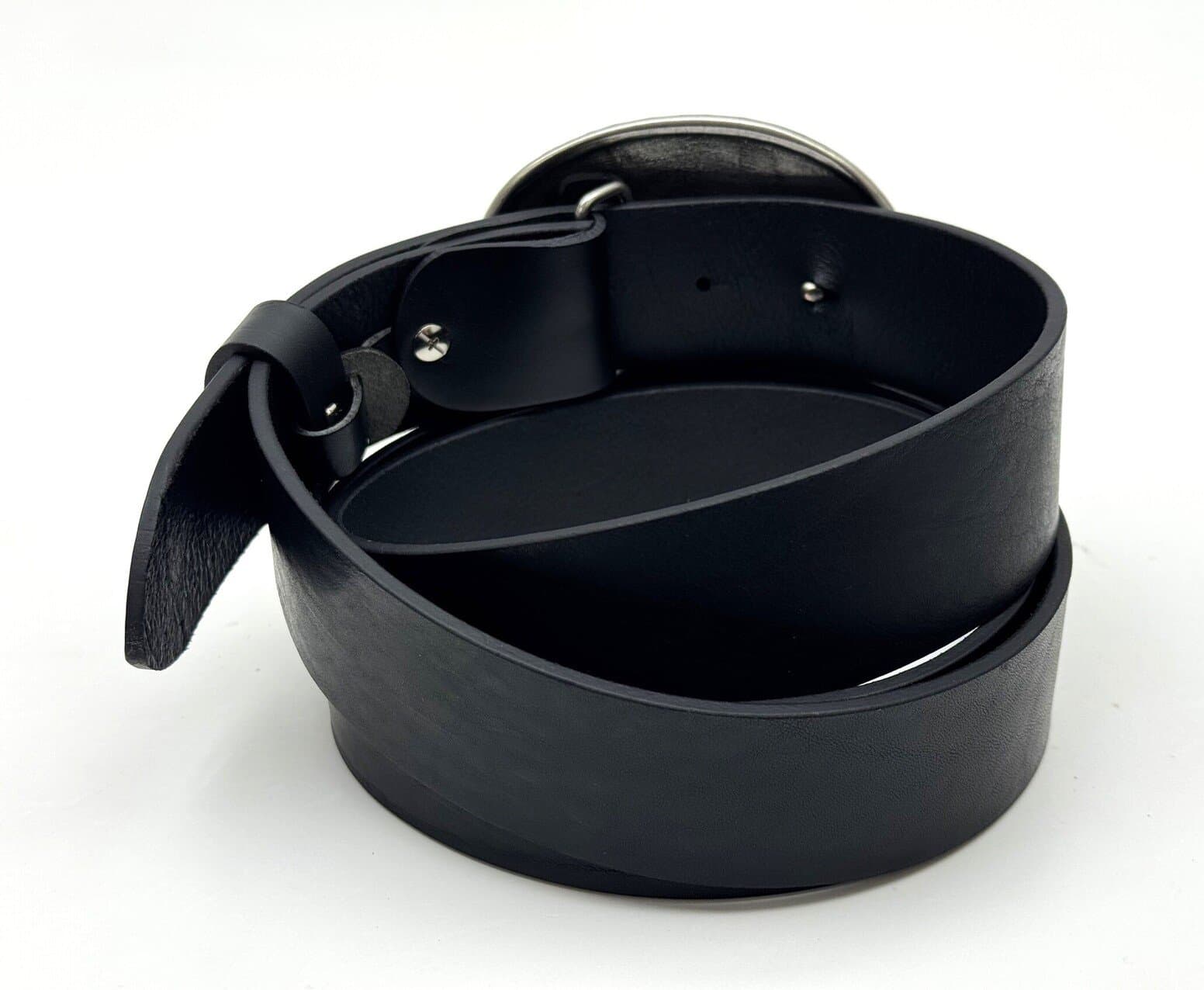 Cintura in vera pelle da uomo OREGON - USA, colore NERO, fibbia speciale colore argento, CHIAROSCURO, Made in Italy