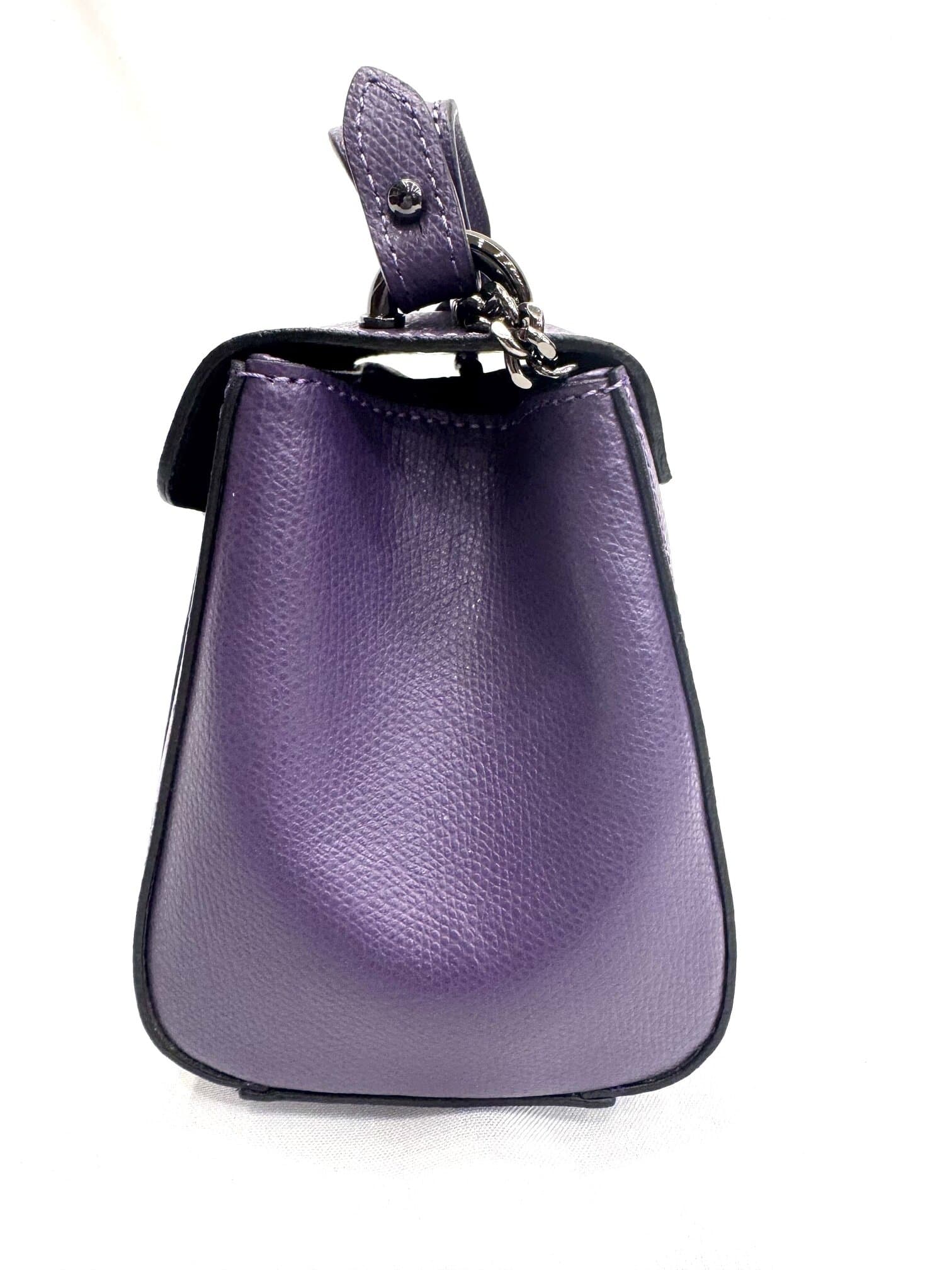 AGNES : borsa donna mini, pelle saffiano, colore VIOLA, Made in Italy