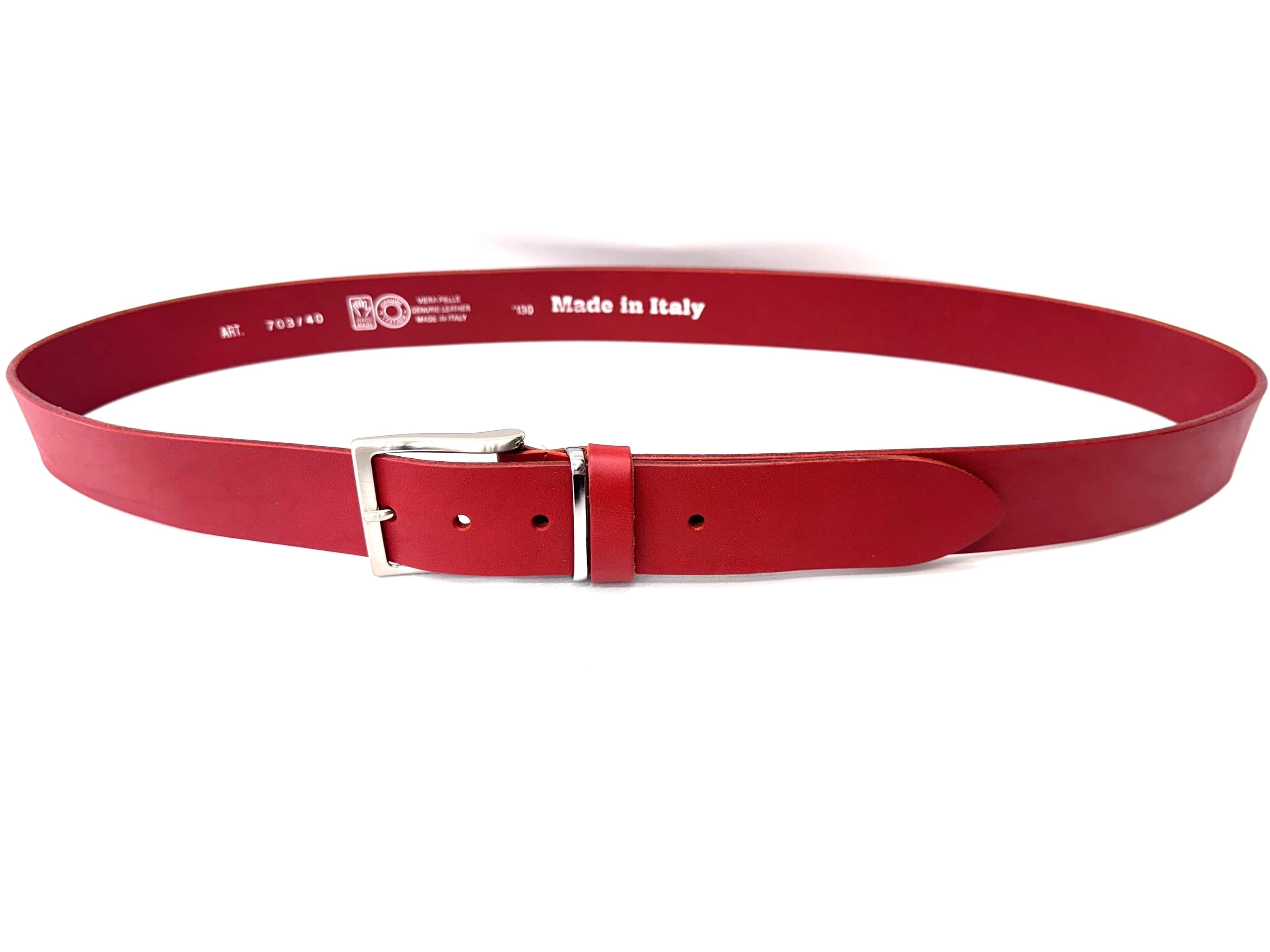 Cintura uomo in vera pelle RONDA, colore ROSSO, CHIAROSCURO, Made in Italy