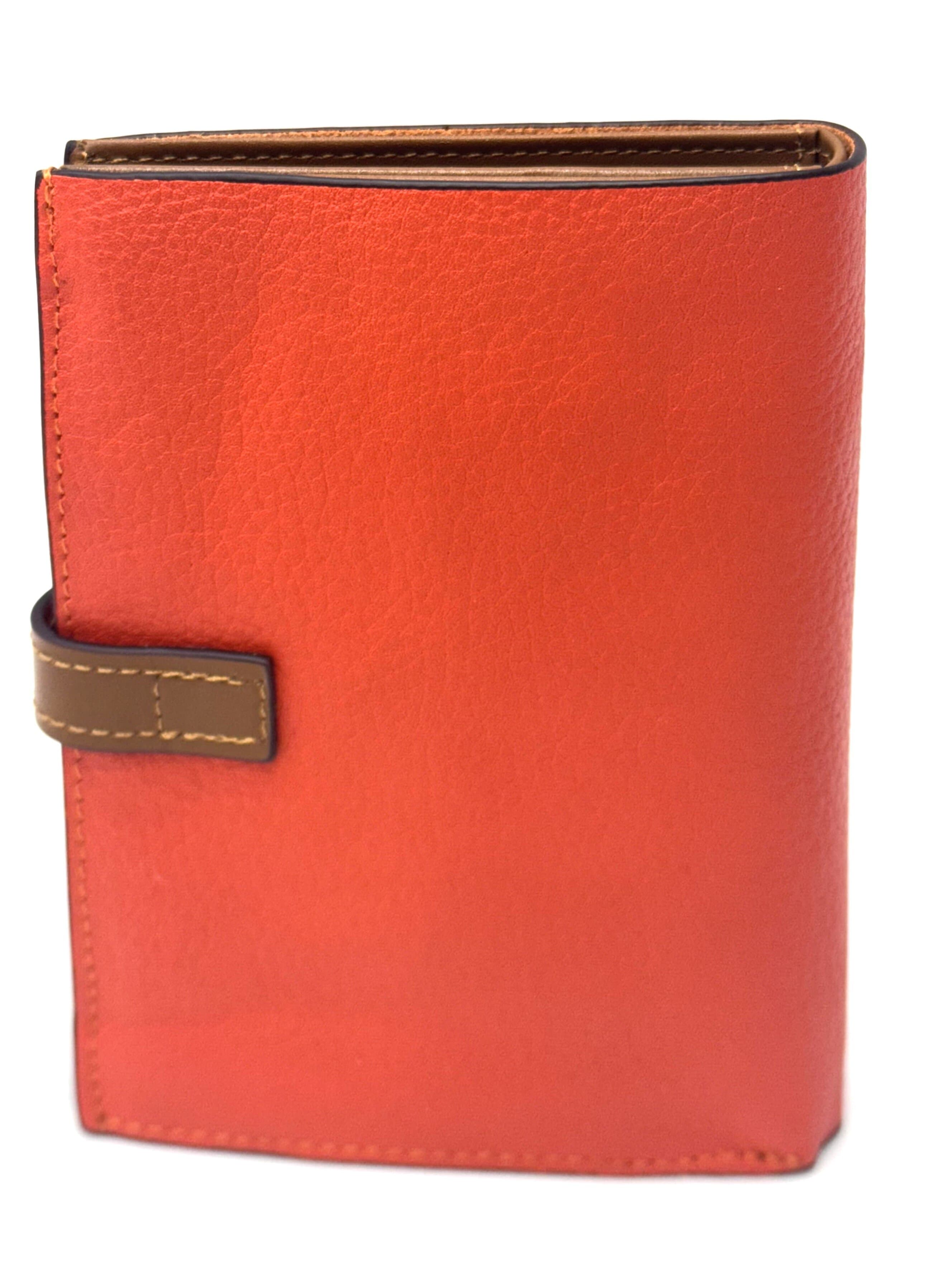 ABELIA MINI : portafoglio donna, pelle morbida, super sottile, colore : ARANCIO / MARRONE, Made in Italy.