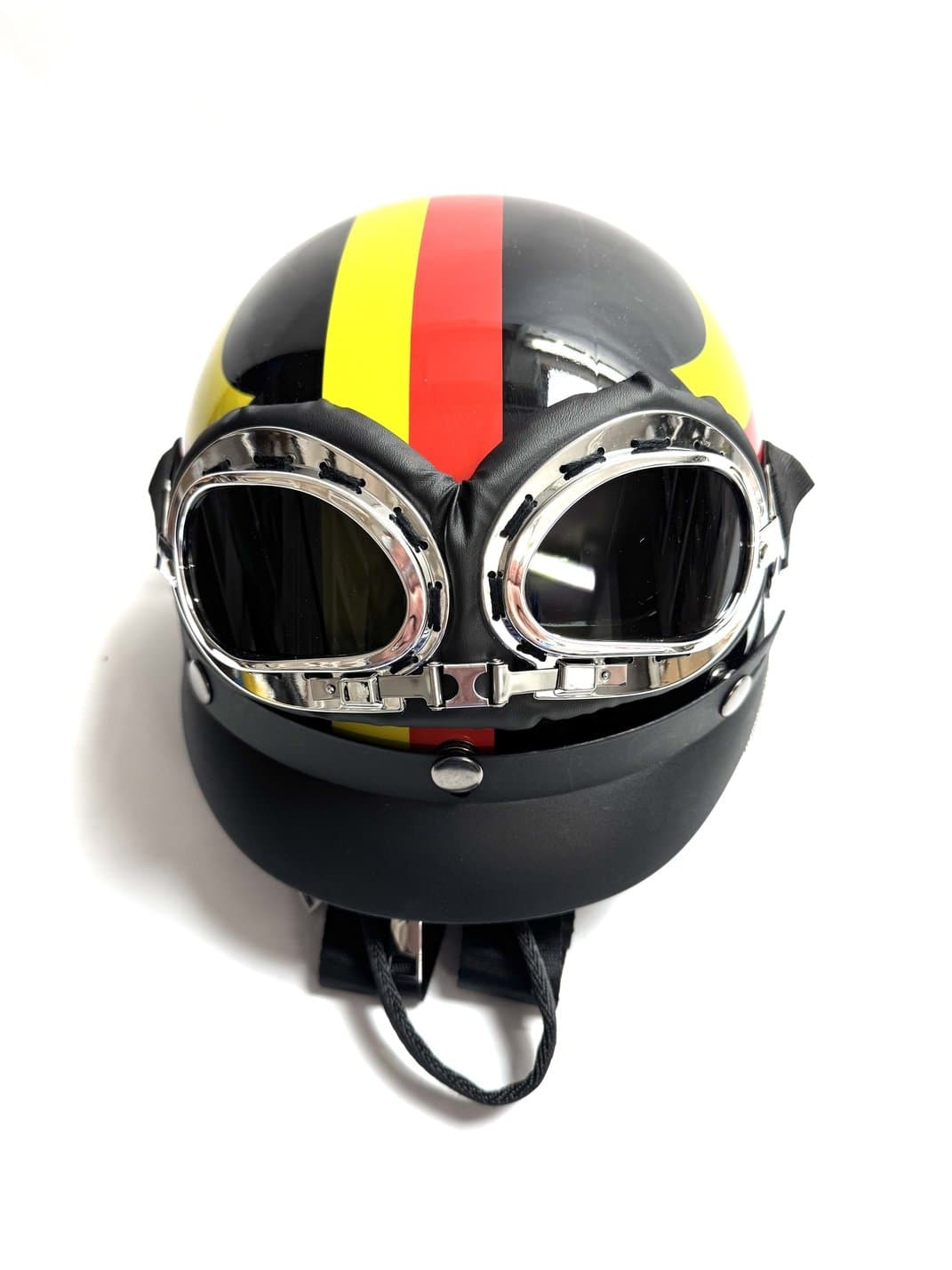 Eros backpack and bag helmet with shoulder strap, Cosplay Steampunk Style, in eco-leather, color German flag, ARIANNA DINI DESIGN
