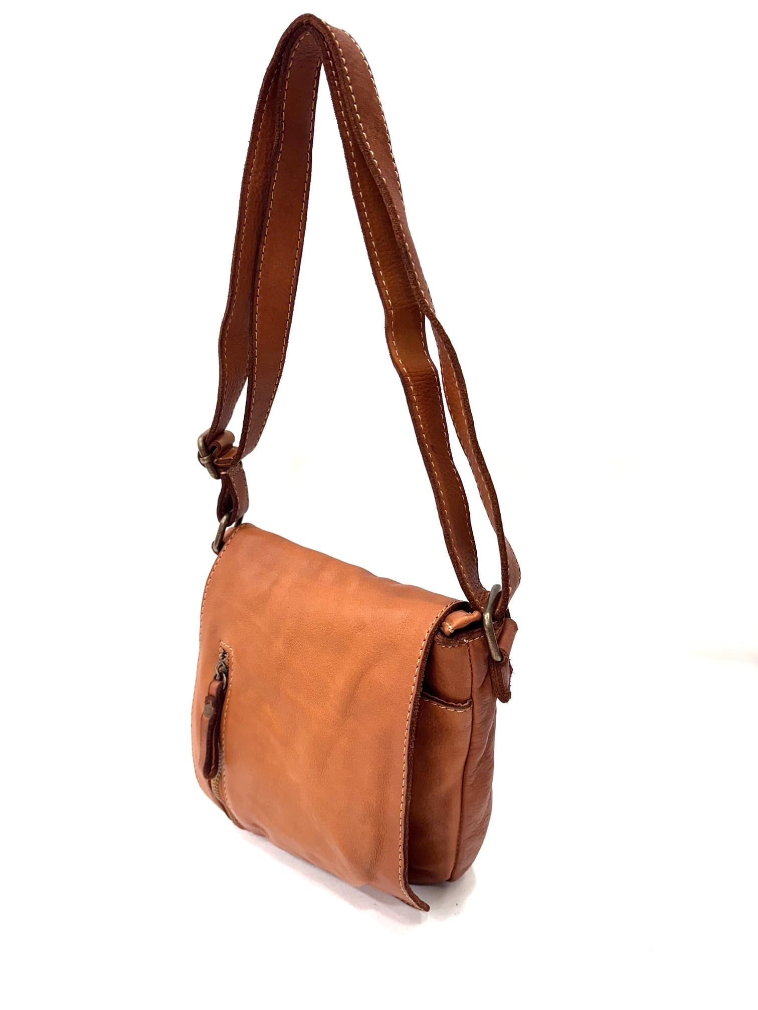  Nome * Borsa tracolla uomo in vera pelle morbida DIMITRI, colore MIELE, CHIAROSCURO, Made in Italy