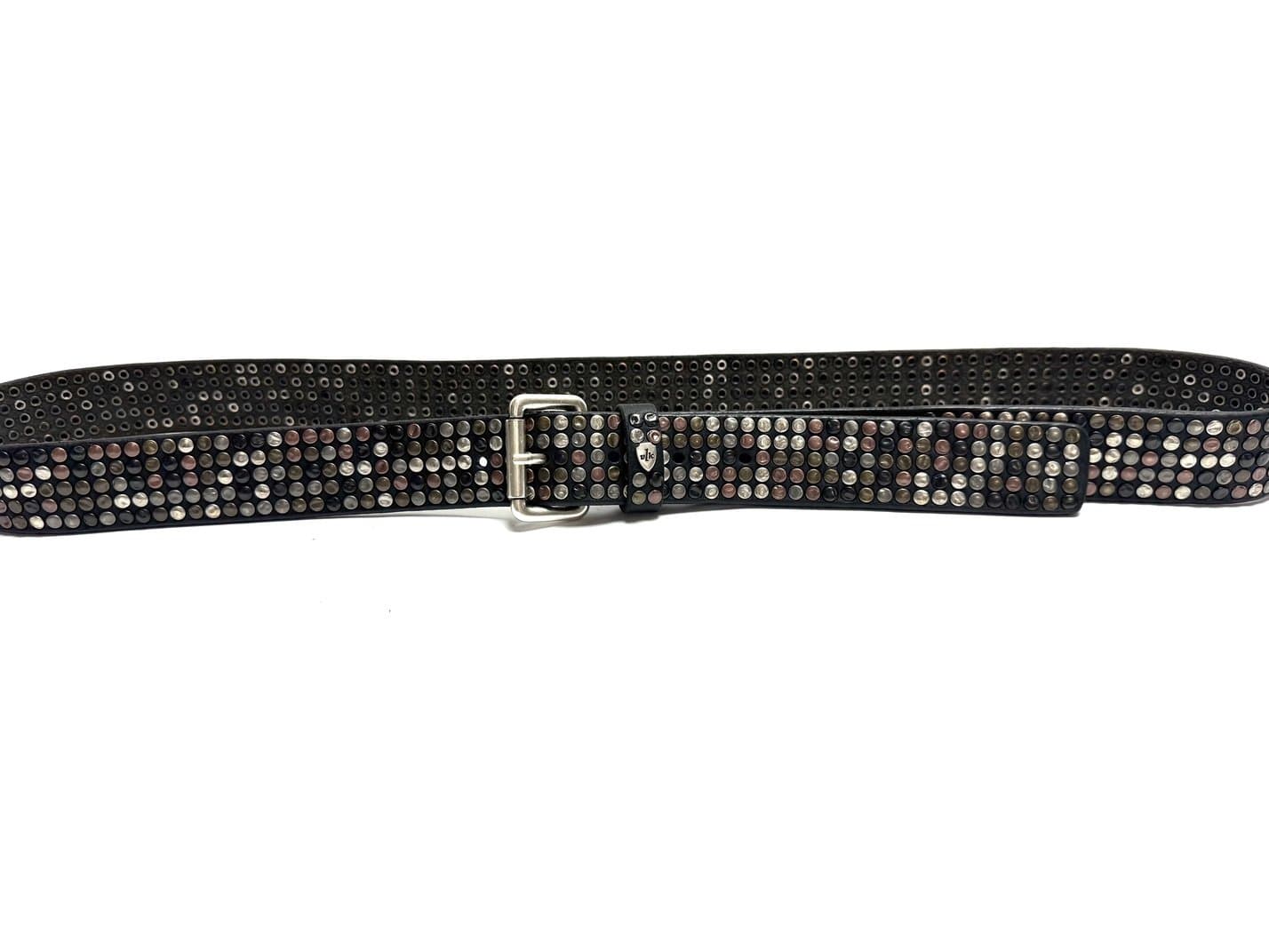 Cintura in vera pelle CHIAROSCURO - VLK mod. CALCUTTA MAXI colore NERO con borchie random Made in Italy